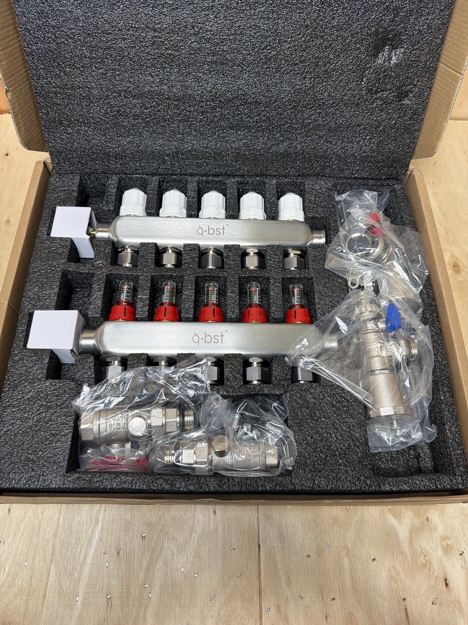 ABST PEX Manifold,5 Loop Stainless Steel Floor Radiant Heat Manifold Kit with 1/2" Adapters Included for Hydronic Radiant Floor Heating 5-Loop — photo 15