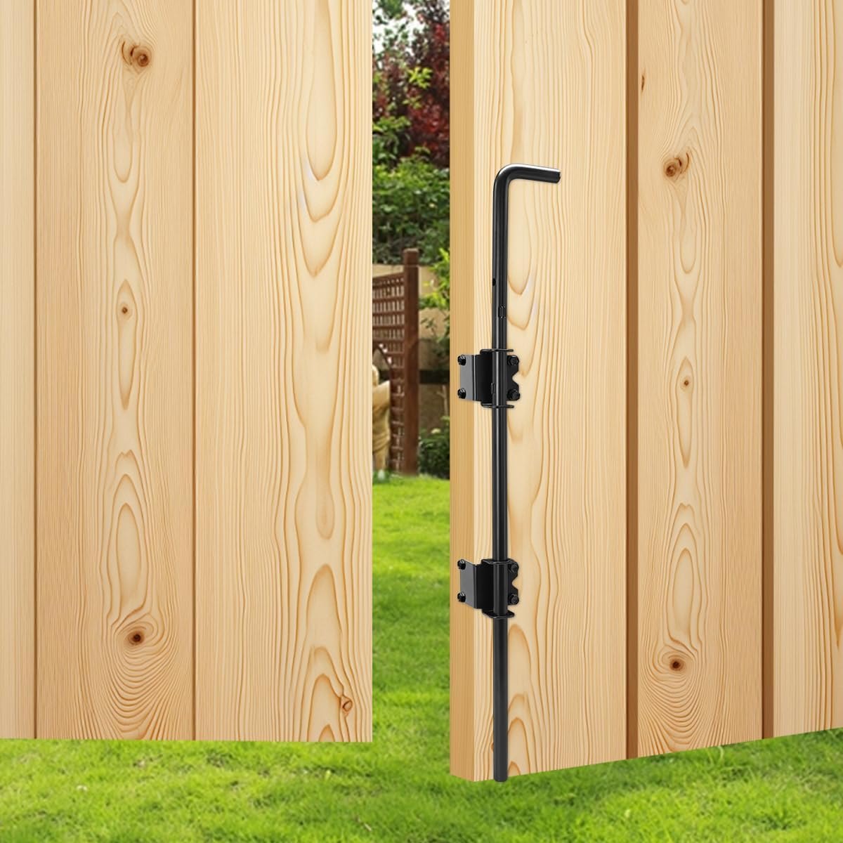 HANSHAN Cane Bolt Heavy Duty Gate Drop Rod 24 inch Steel with Black Finish -1 Pack