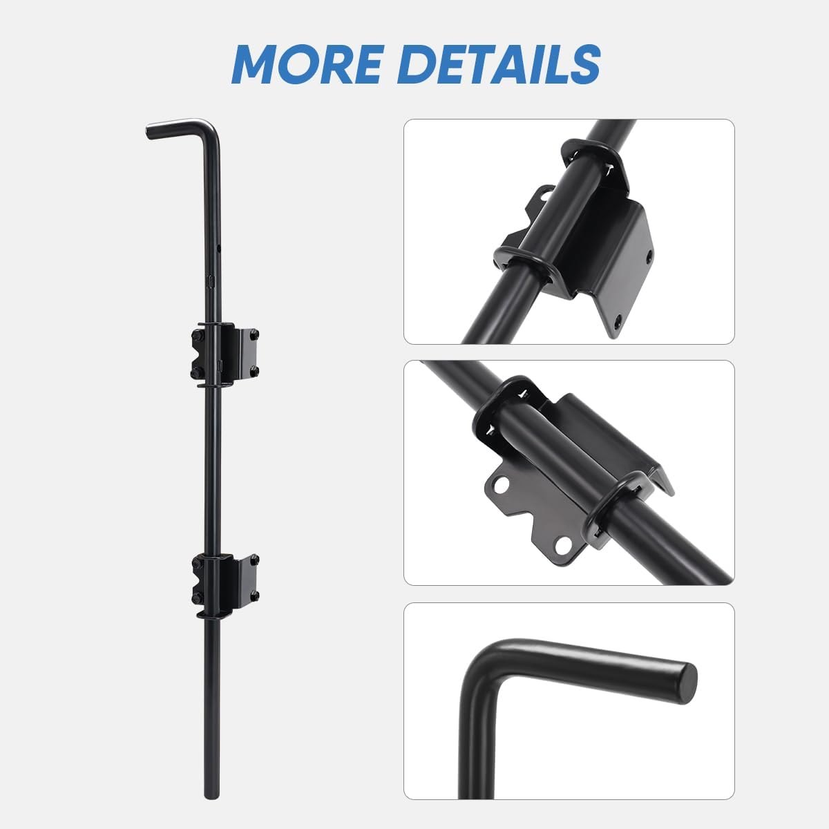 HANSHAN Cane Bolt Heavy Duty Gate Drop Rod 24 inch Steel with Black Finish -1 Pack — photo 3