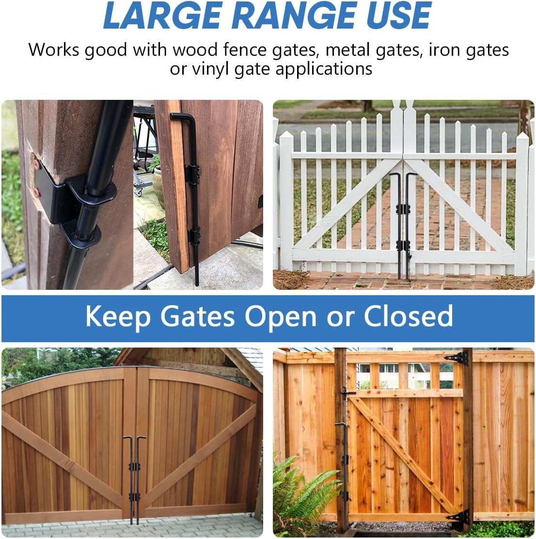 HANSHAN Cane Bolt Heavy Duty Gate Drop Rod 24 inch Steel with Black Finish -1 Pack — photo 6