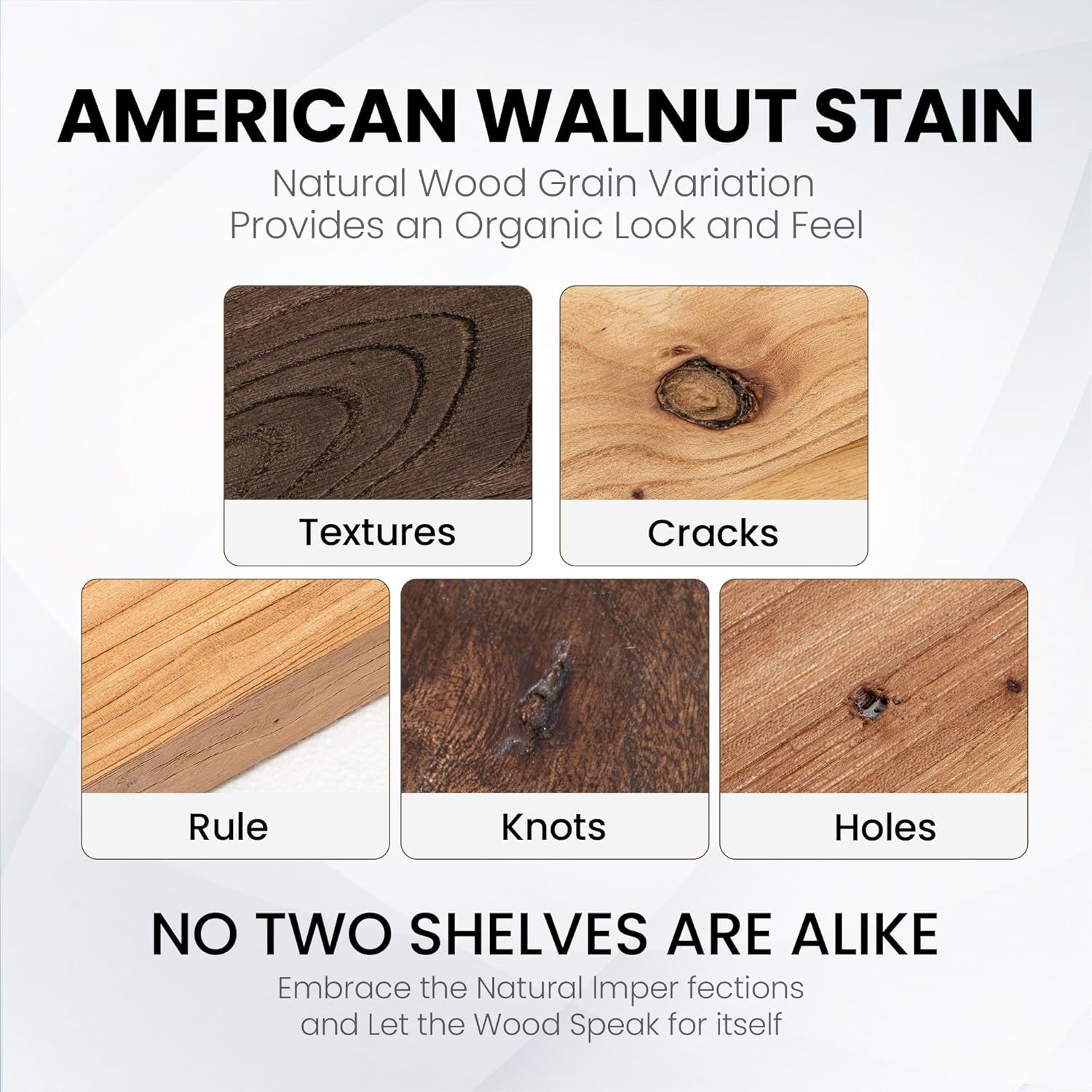 Fun Memories Floating Shelves for Wall, 24"x9.3" Rustic Solid Elm Wood Shelves, Heavy-Duty Wall Mounted Shelves with Invisible Brackets, Set of 2 for Living Room, Bedroom, Kitchen, Natural Finish Natural Finish Flat Edge, 24"W, 2Packs — photo 5