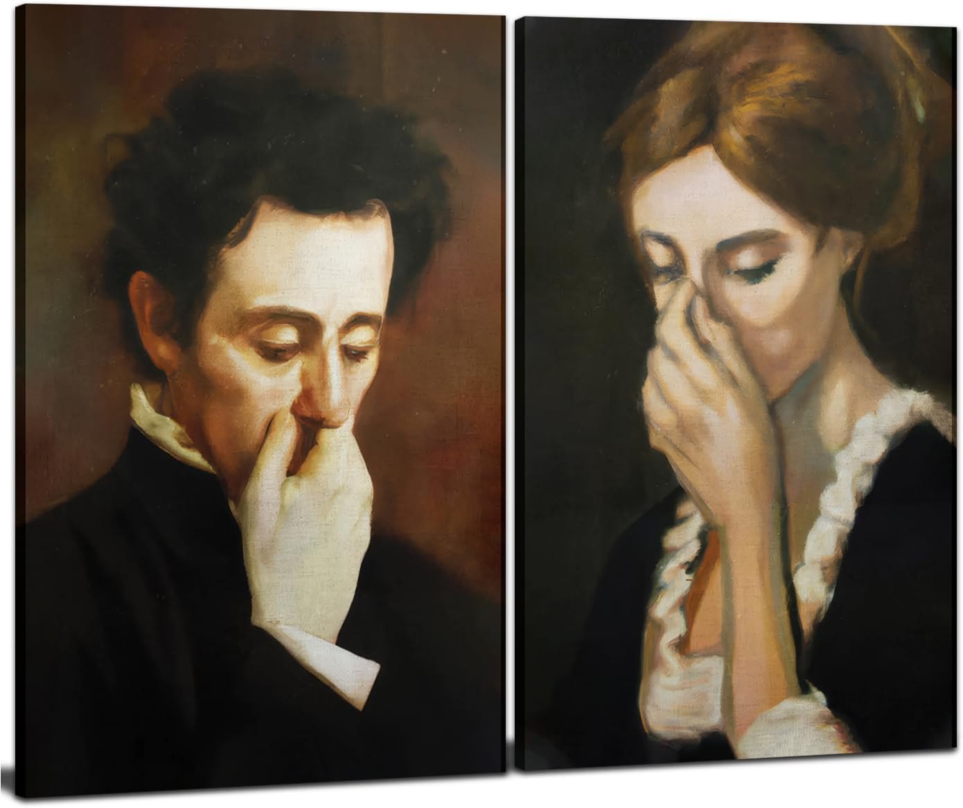 MUWAK Funny Bathroom Wall Art Set of 2 - Black Humour Unpleasant Smell Cover Nose Pictures Prints, Bathroom Paintings for Wall Decor Room Decor, Restroom, Bathroom Decor - Framed 16x24 in Humor Style - A 24L" x 16W" Item Location: NSH-12-29-03