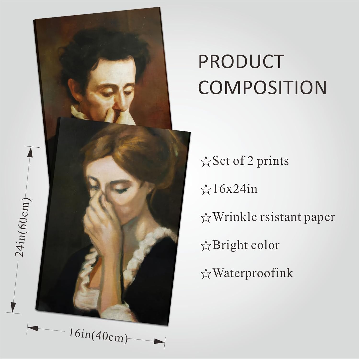 MUWAK Funny Bathroom Wall Art Set of 2 - Black Humour Unpleasant Smell Cover Nose Pictures Prints, Bathroom Paintings for Wall Decor Room Decor, Restroom, Bathroom Decor - Framed 16x24 in Humor Style - A 24L" x 16W" Item Location: NSH-12-29-03 — photo 5