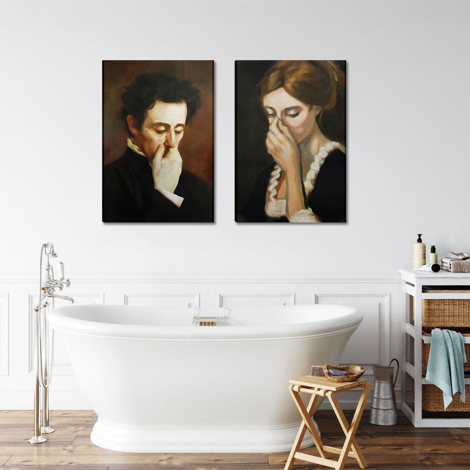 MUWAK Funny Bathroom Wall Art Set of 2 - Black Humour Unpleasant Smell Cover Nose Pictures Prints, Bathroom Paintings for Wall Decor Room Decor, Restroom, Bathroom Decor - Framed 16x24 in Humor Style - A 24L" x 16W" Item Location: NSH-12-29-03 — photo 7