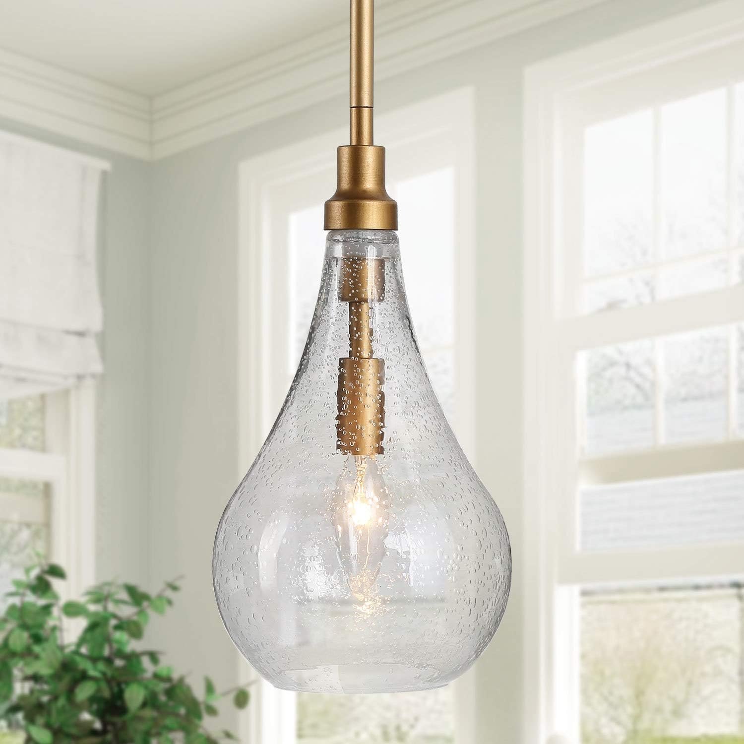KSANA Gold Glass Pendant Lighting for Kitchen Island, Bedroom, Dining Room, Entryway, Sink, Breakfast Nook Item Location: NSH-14-30-01