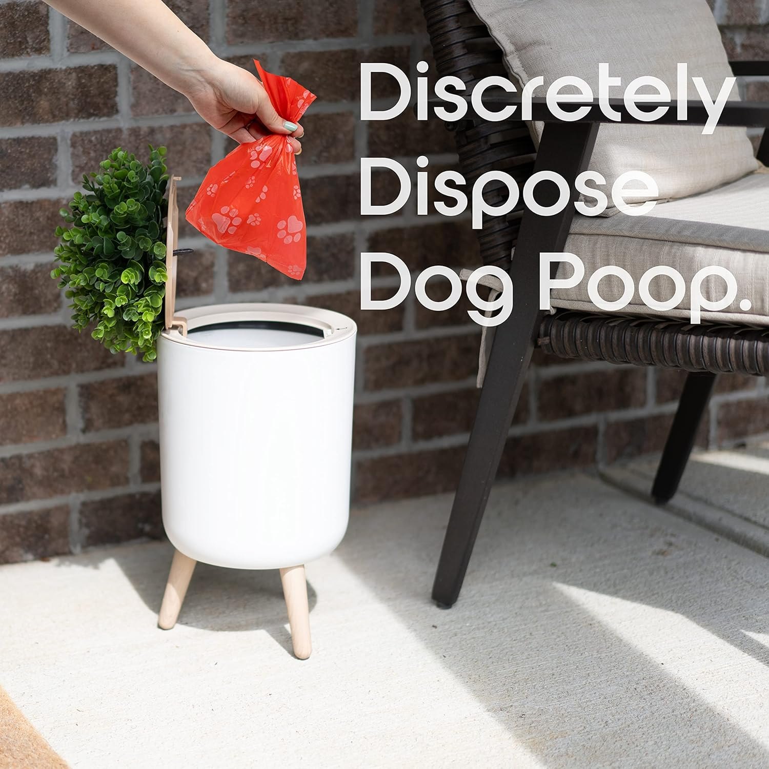 Earth & Mango Small Outdoor Trash Can with Lid - Dog Poop Trash Can Outside - Plant Styled Outdoor Garbage Can - 1.8 Gallon - Throw Away Pet Waste Discreetly — photo 2