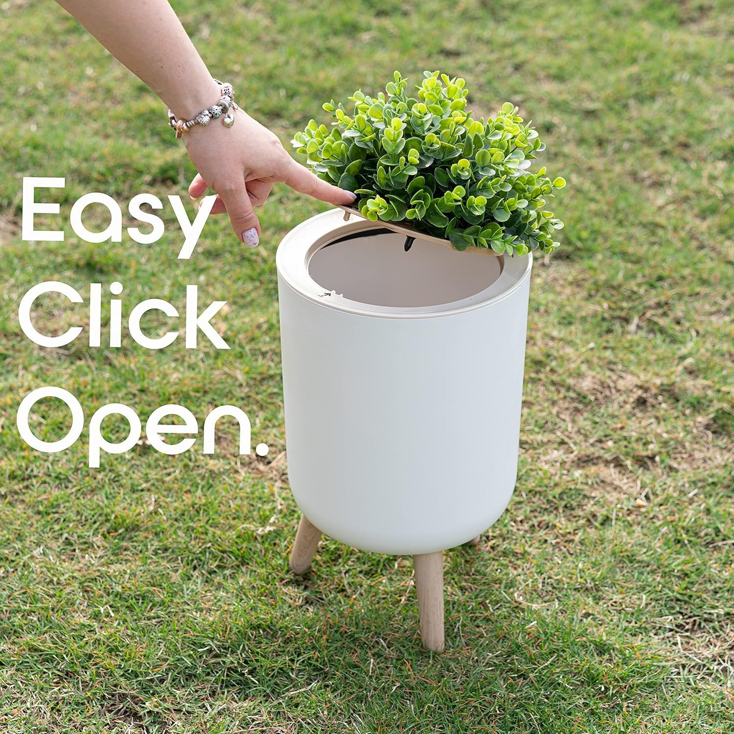 Earth & Mango Small Outdoor Trash Can with Lid - Dog Poop Trash Can Outside - Plant Styled Outdoor Garbage Can - 1.8 Gallon - Throw Away Pet Waste Discreetly — photo 6