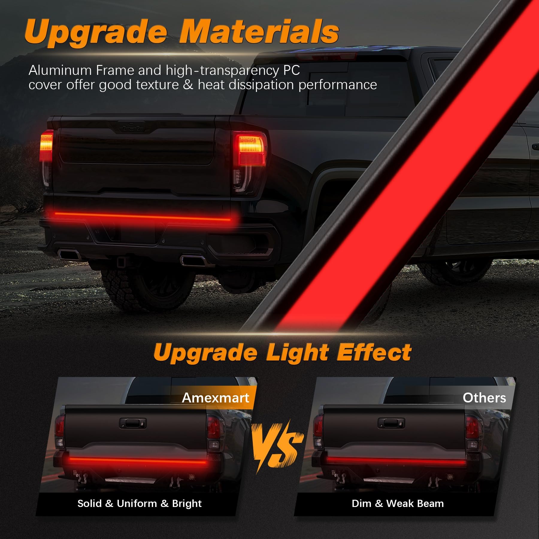 60 Inch Tailgate Light Bar, Aluminum Frame LED Tailgate Light Strip for Truck, Pickup,Trailer with Red Running Brake & Red Squential Turn Signal — photo 4