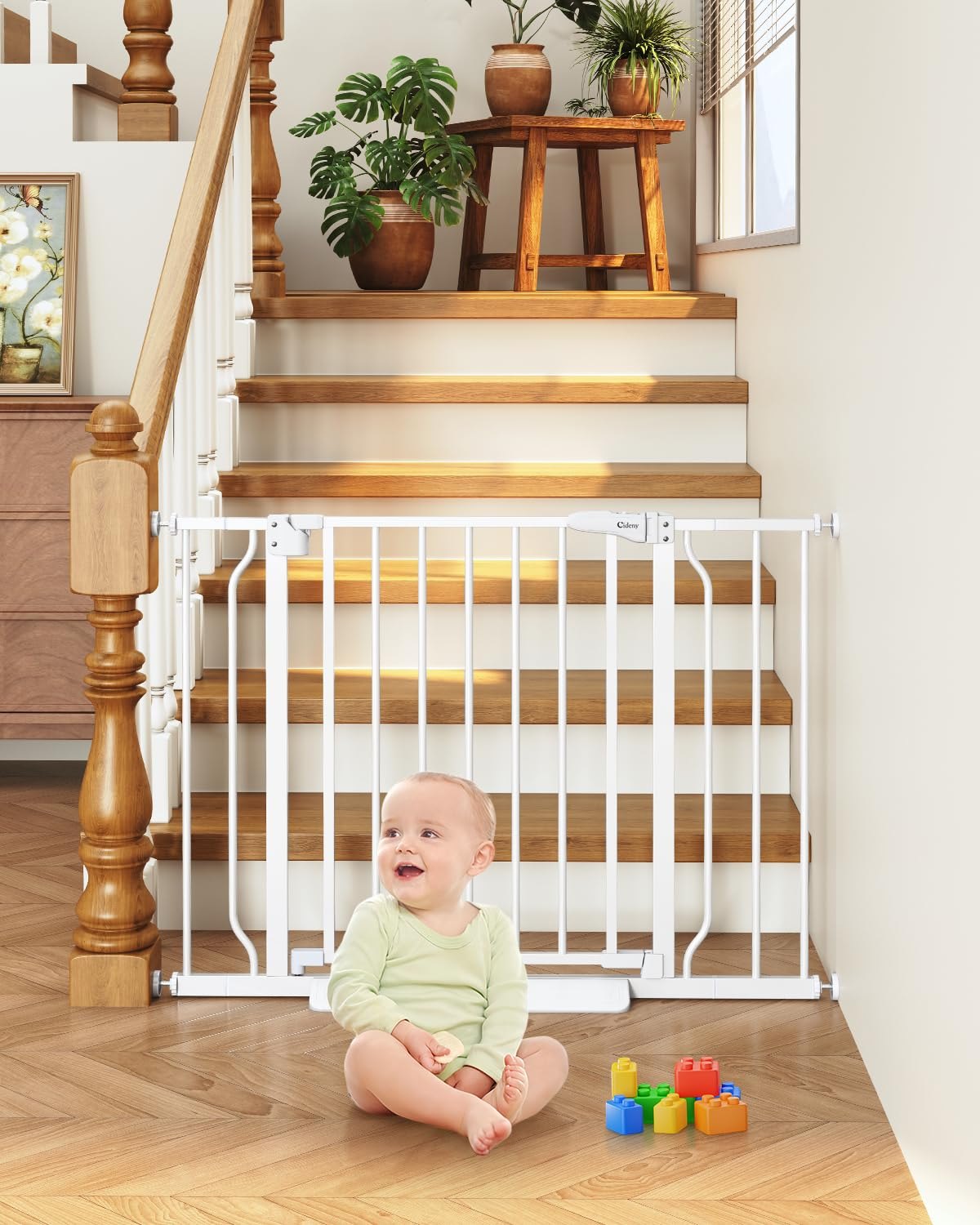 Baby Gate No Drilling, 29"-40" Auto Close Dog Gate Indoor for Doorways & Stairs, Pressure Mounted Adjustable Pet Gate, Easy Walk Through Child Gate for Children & Pets Stroller Friendly, White PM — photo 2