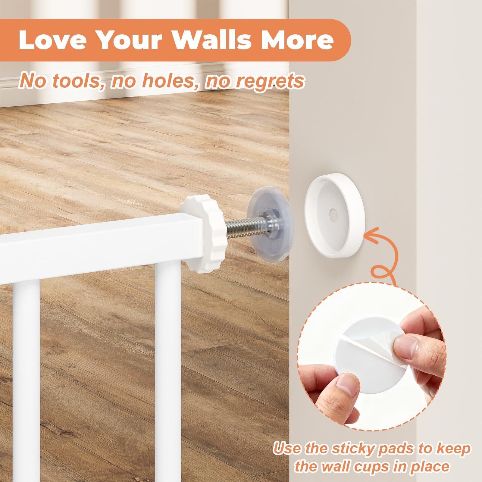 Baby Gate No Drilling, 29"-40" Auto Close Dog Gate Indoor for Doorways & Stairs, Pressure Mounted Adjustable Pet Gate, Easy Walk Through Child Gate for Children & Pets Stroller Friendly, White PM — photo 6