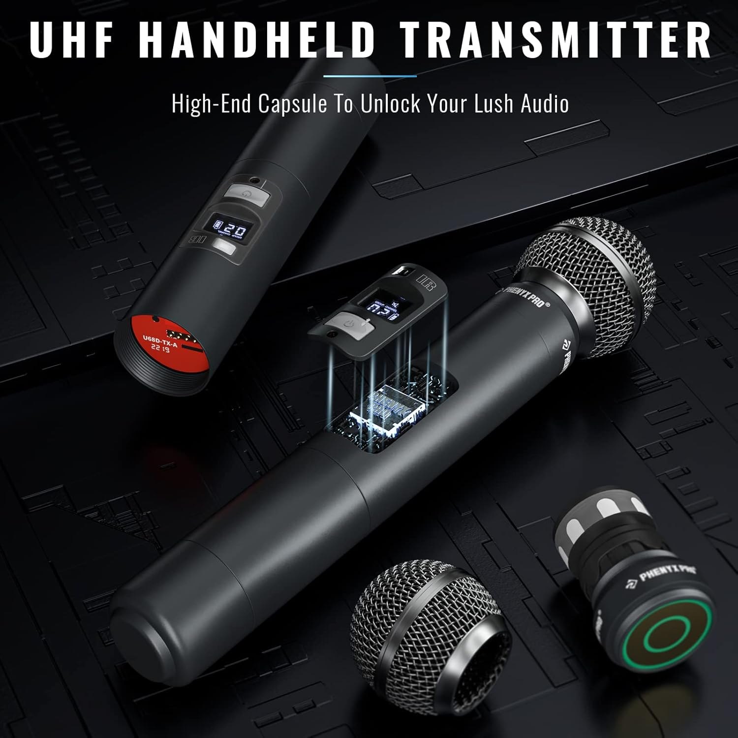 Phenyx Pro Wireless Microphone System, Quad Channel Wireless Mic, w/ 4x40 UHF Frequencies, Auto Scan, 328ft Long Range, 4 Handheld Dynamic Microphone for Singing, Church, Karaoke (PTU- 7000-4H) — photo 3