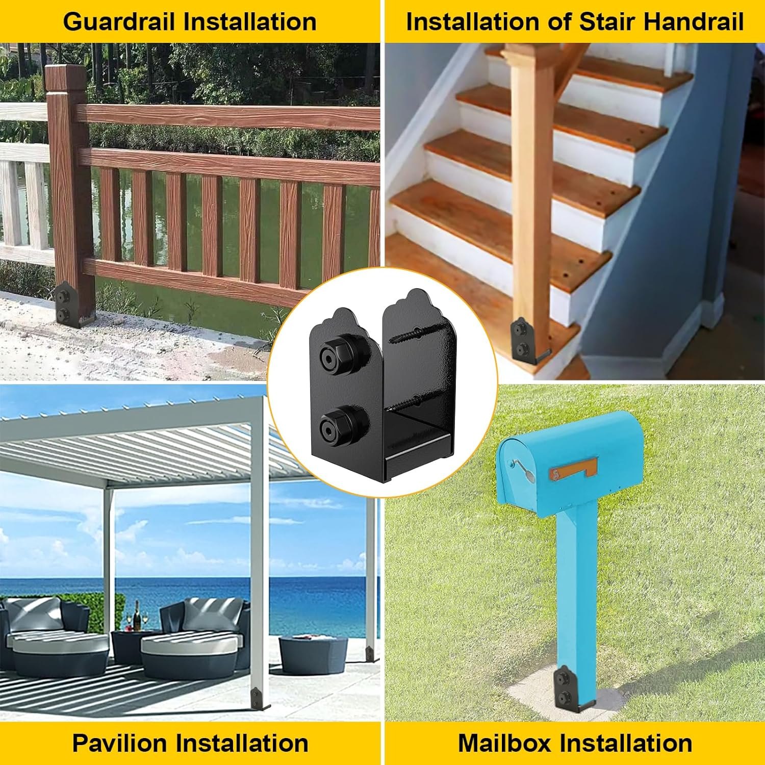 Post Base Stainless Steel Post Anchor Bracket, Adjustable Post Base for Pavilion Deck Porch Handrail Railing Support Decorative Anchor Plate (1, 4x4 8PCS) — photo 7
