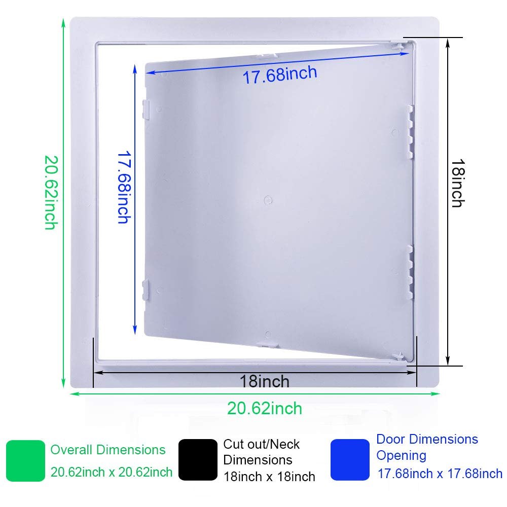 Plastic Access Panel for Drywall Ceiling 18 x 18 Inch Reinforced Plumbing Wall Access Doors Removable Hinged — photo 2