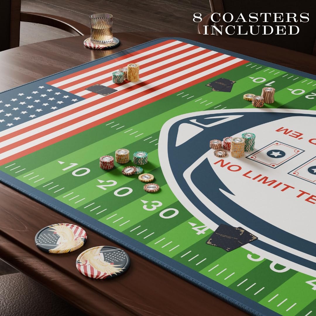 Elil Poker Mat 70"x35"– Folding Poker Table Top, Durable and Portable Poker Table Topper - Non-Slip Backing, Texas Hold'em Poker Mat for Table- Up to 10 Players, Ideal for Home Games and Tournaments — photo 3