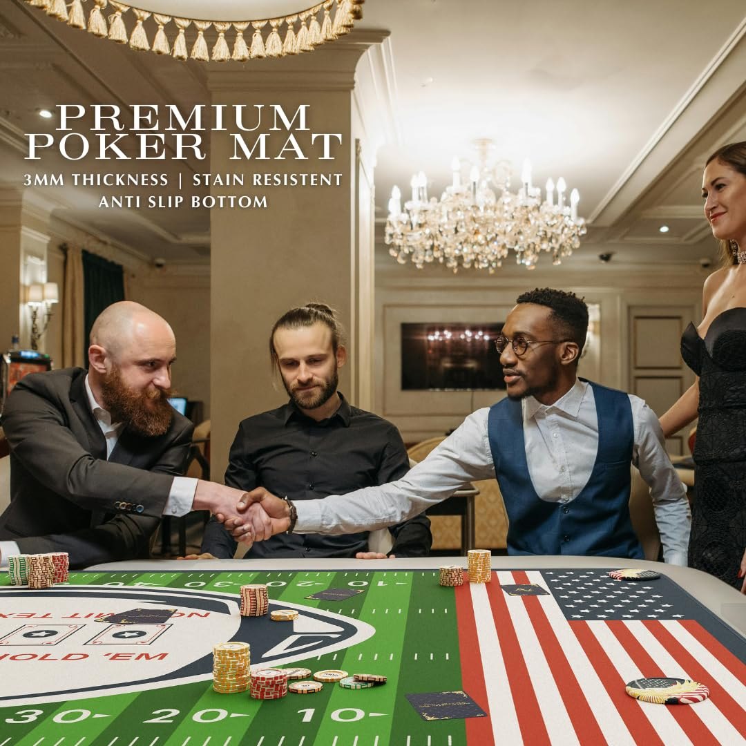Elil Poker Mat 70"x35"– Folding Poker Table Top, Durable and Portable Poker Table Topper - Non-Slip Backing, Texas Hold'em Poker Mat for Table- Up to 10 Players, Ideal for Home Games and Tournaments — photo 4