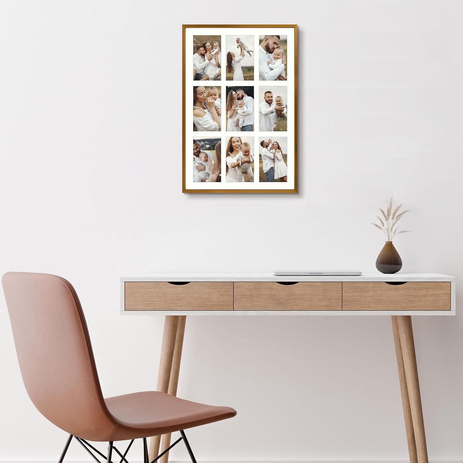 Golden State Art, 4x6 Aluminum Collage Frame, Displays 6x4 Pictures With 9 Openings Mat or One 13.6x19.7 Photo, Real Glass, Portrait/Landscape Wall Display, Bronze, 1 Pack 9-4x6 | 1 pack Bronze — photo 2