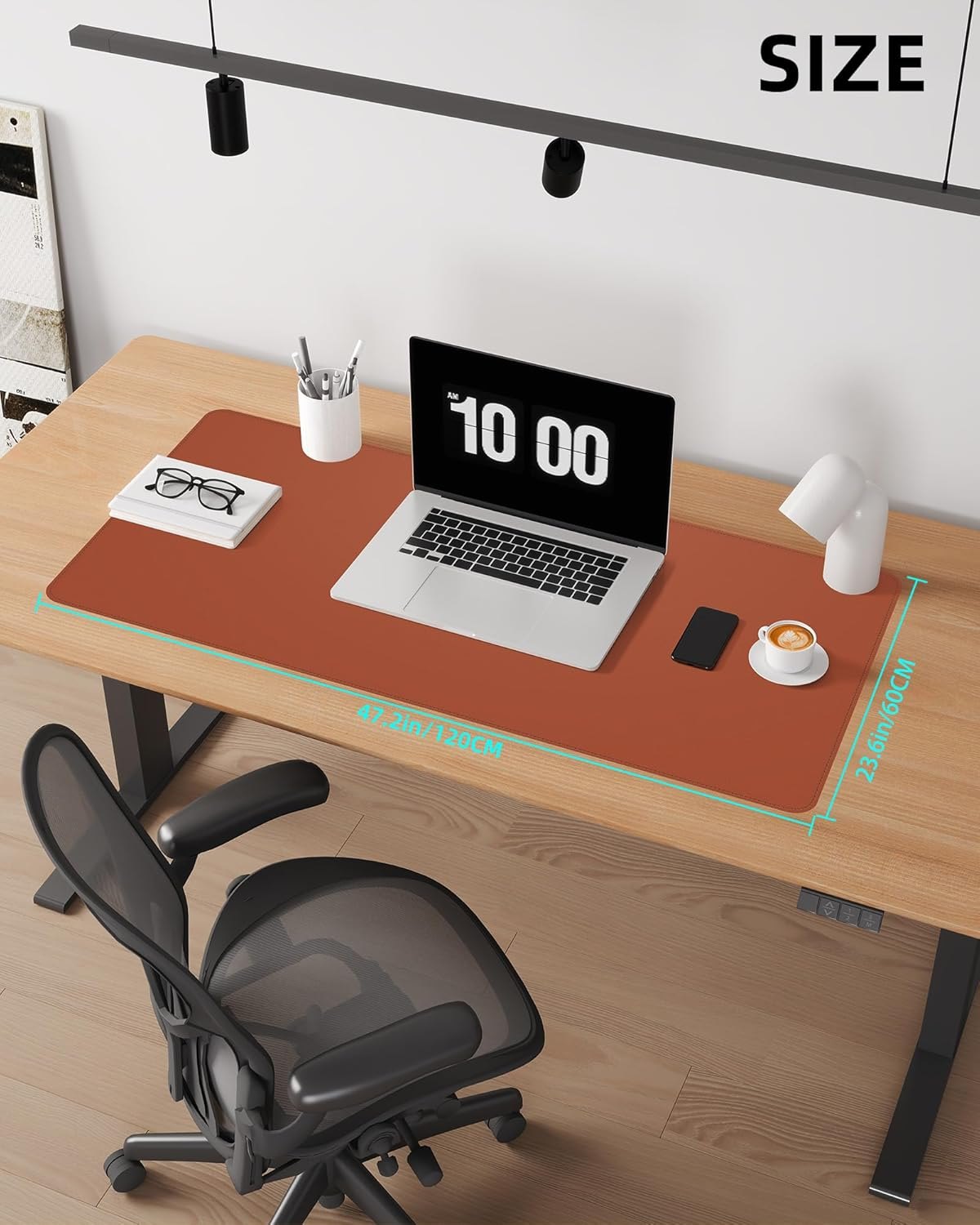 Large Desk Mat - 47.2"x23.6"Double-Sided Desk Pad Protector,Large Desk pad, Leather Desk Pad for Keyboard and Mouse,Mouse Pad for Office or Home Workspace(Brwon Gray) Brown 48in*24in — photo 2