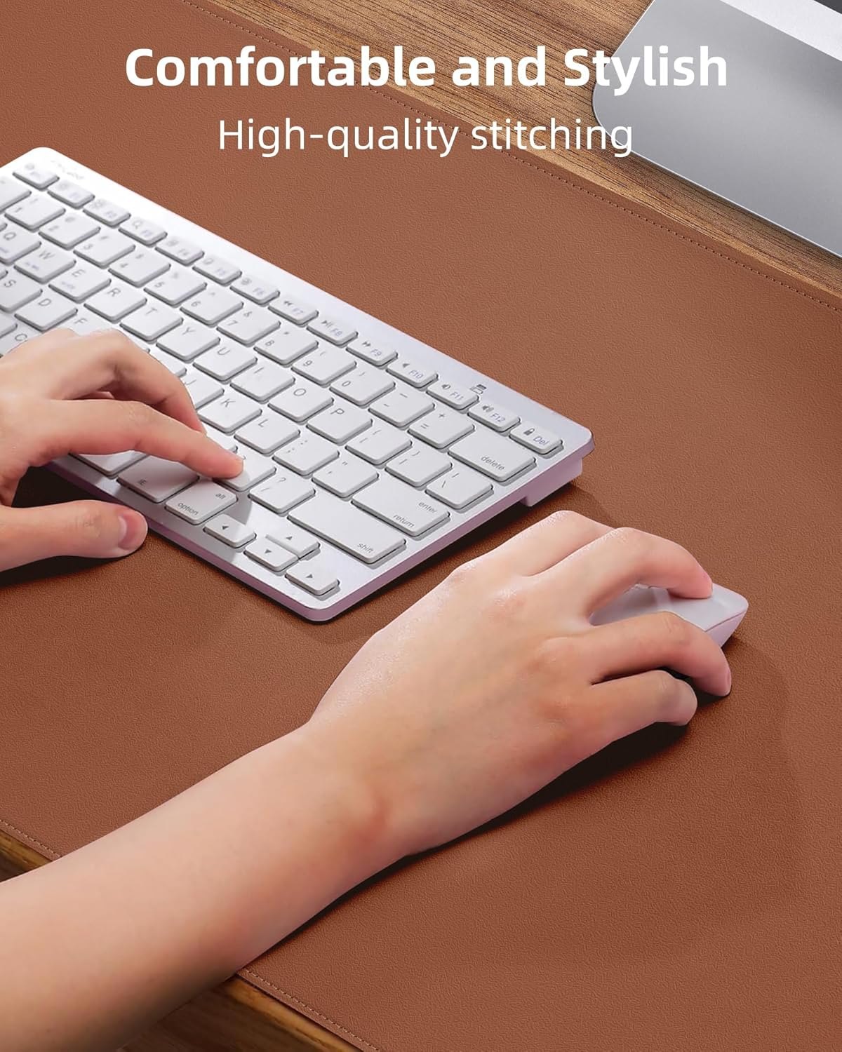 Large Desk Mat - 47.2"x23.6"Double-Sided Desk Pad Protector,Large Desk pad, Leather Desk Pad for Keyboard and Mouse,Mouse Pad for Office or Home Workspace(Brwon Gray) Brown 48in*24in — photo 5