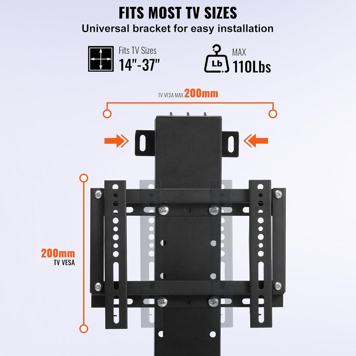 VEVOR Motorized TV Lift Stroke Length Motorized TV Mount with Remote Control Height Adjustable 20"(500mm) Stroke 14''-37''(500mm) — photo 4