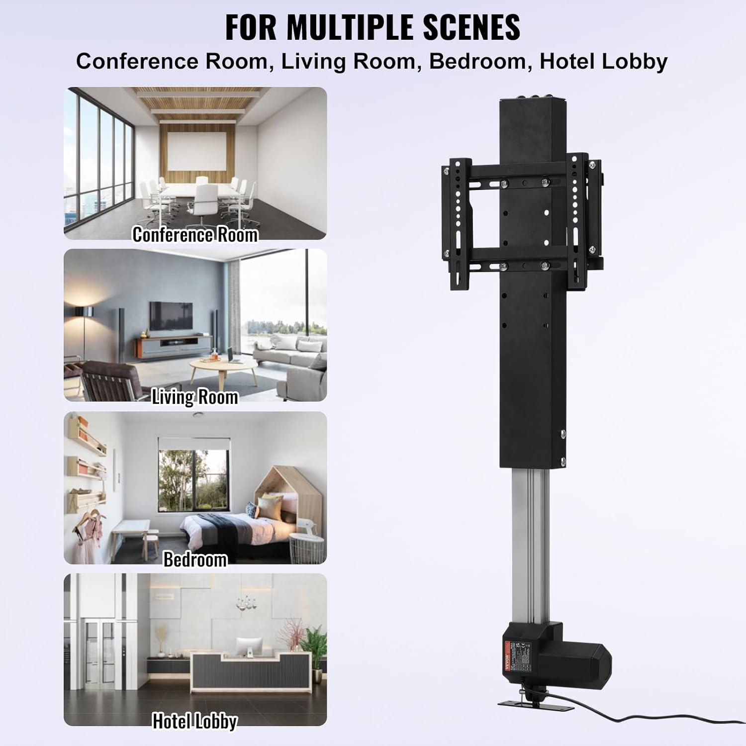 VEVOR Motorized TV Lift Stroke Length Motorized TV Mount with Remote Control Height Adjustable 20"(500mm) Stroke 14''-37''(500mm) — photo 6