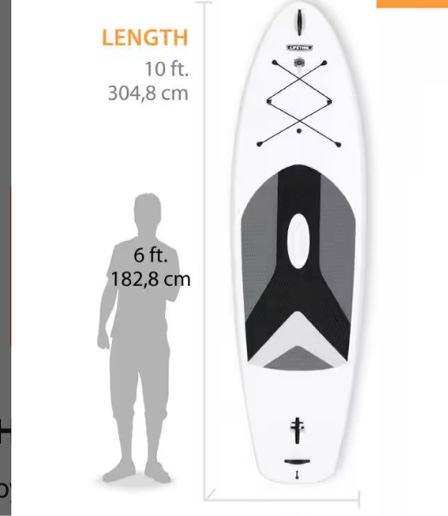 Horizon 10 ft. long x 34 in. wide Paddle Board in White Granite