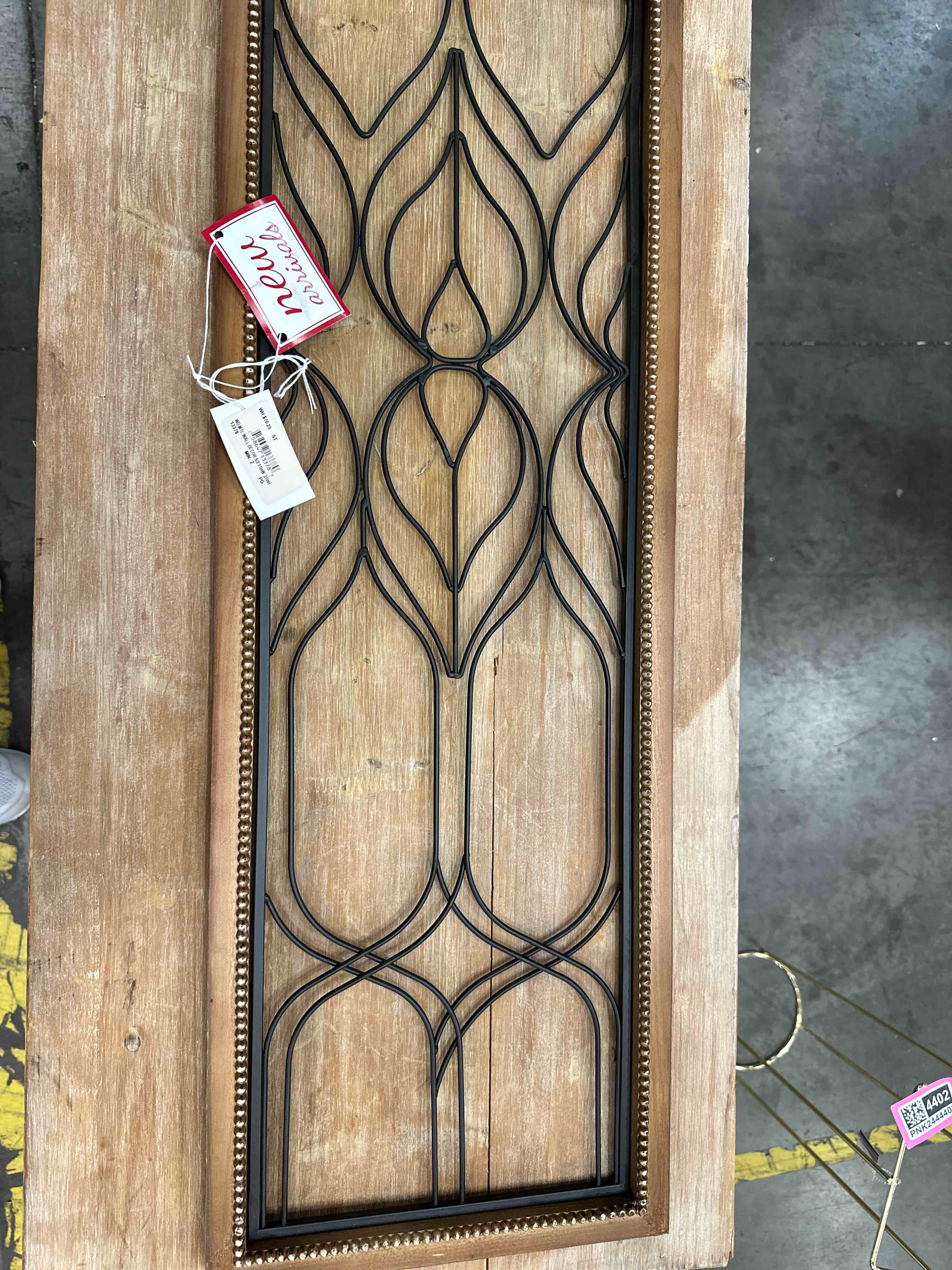 Black Metal Geometric Wire Cutout Home Wall Decor with Beaded Accents — photo 2