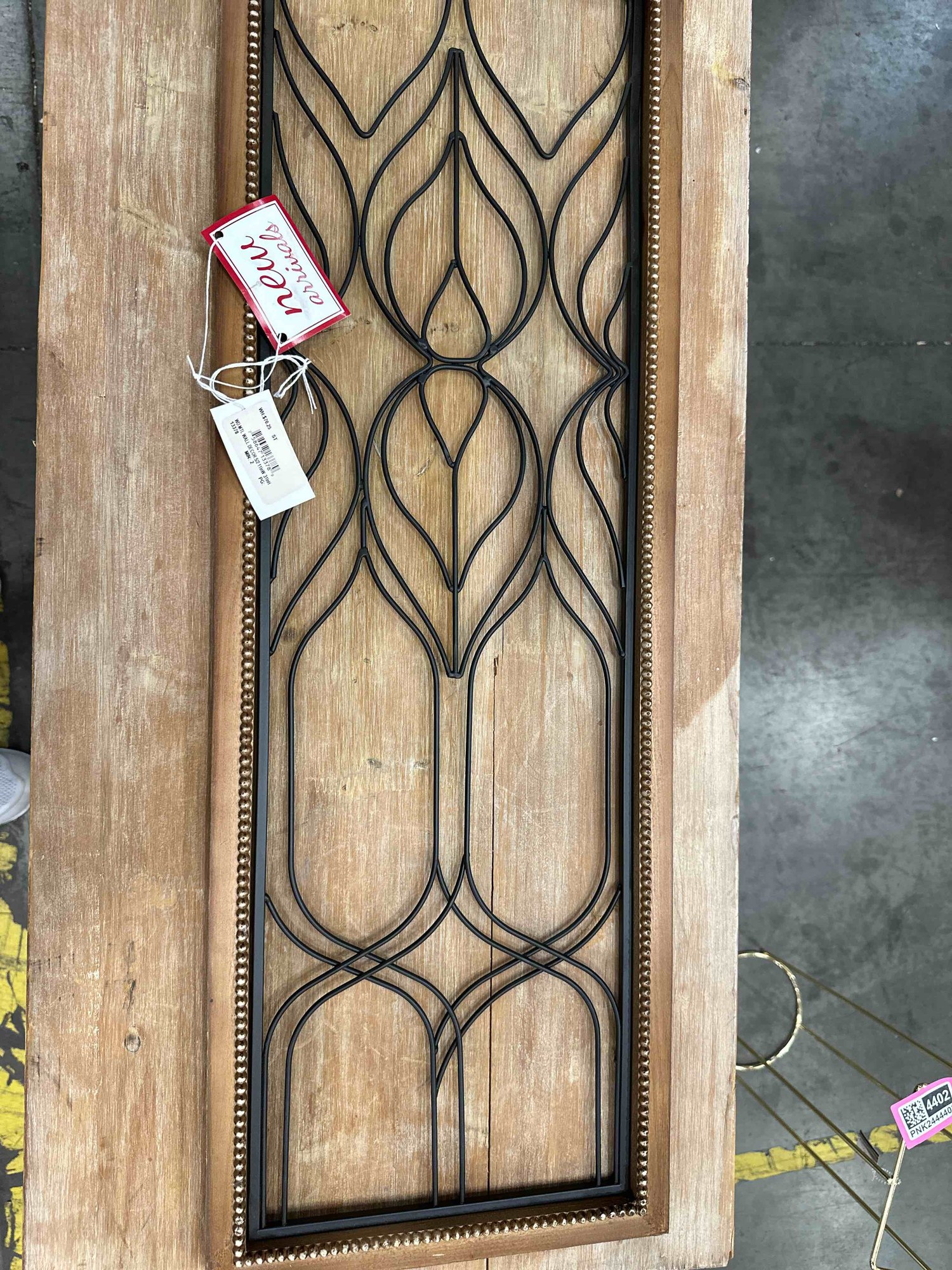 Black Metal Geometric Wire Cutout Home Wall Decor with Beaded Accents — photo 3