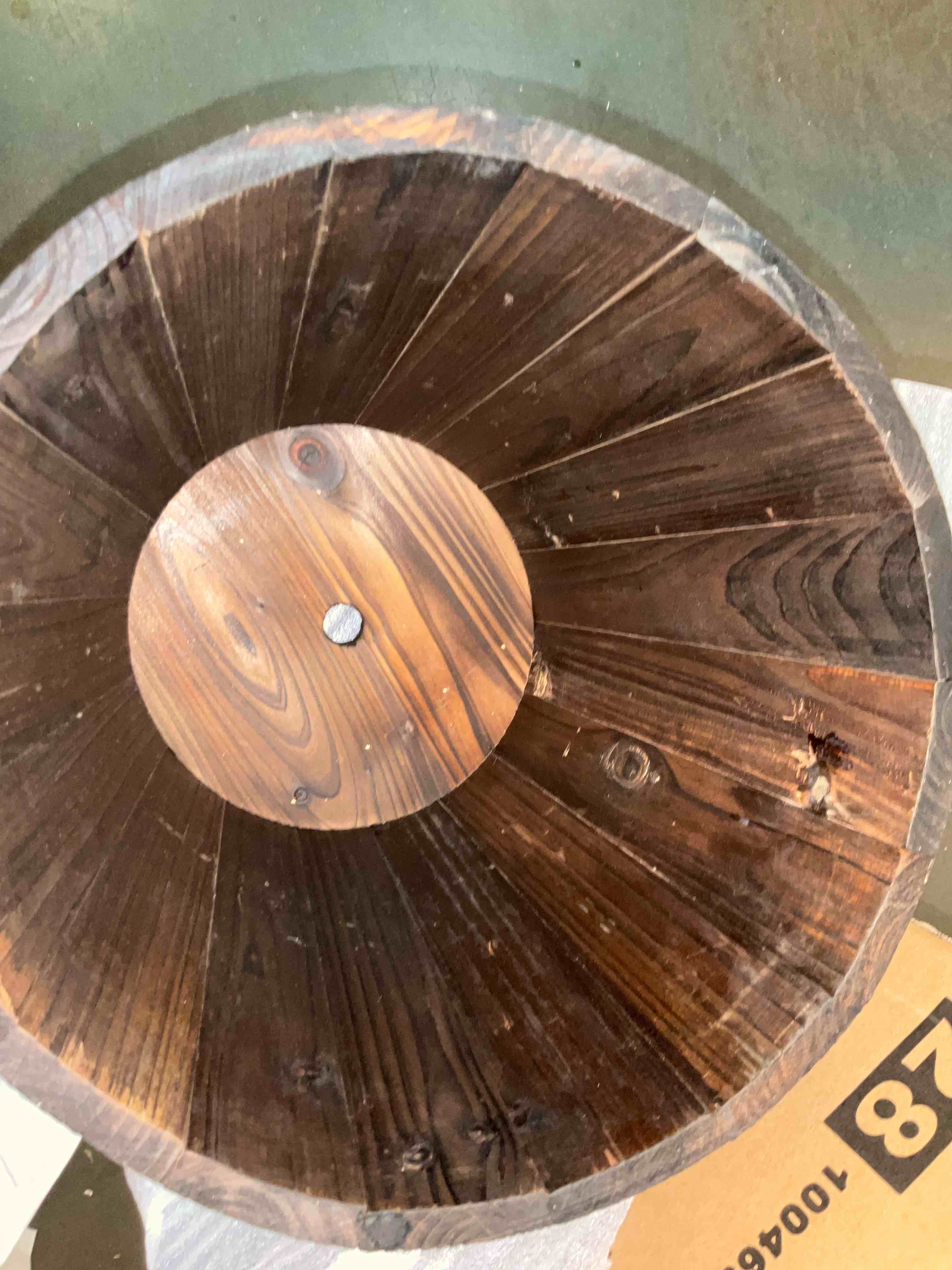 Rustic Wooden Barrel Planter — photo 3