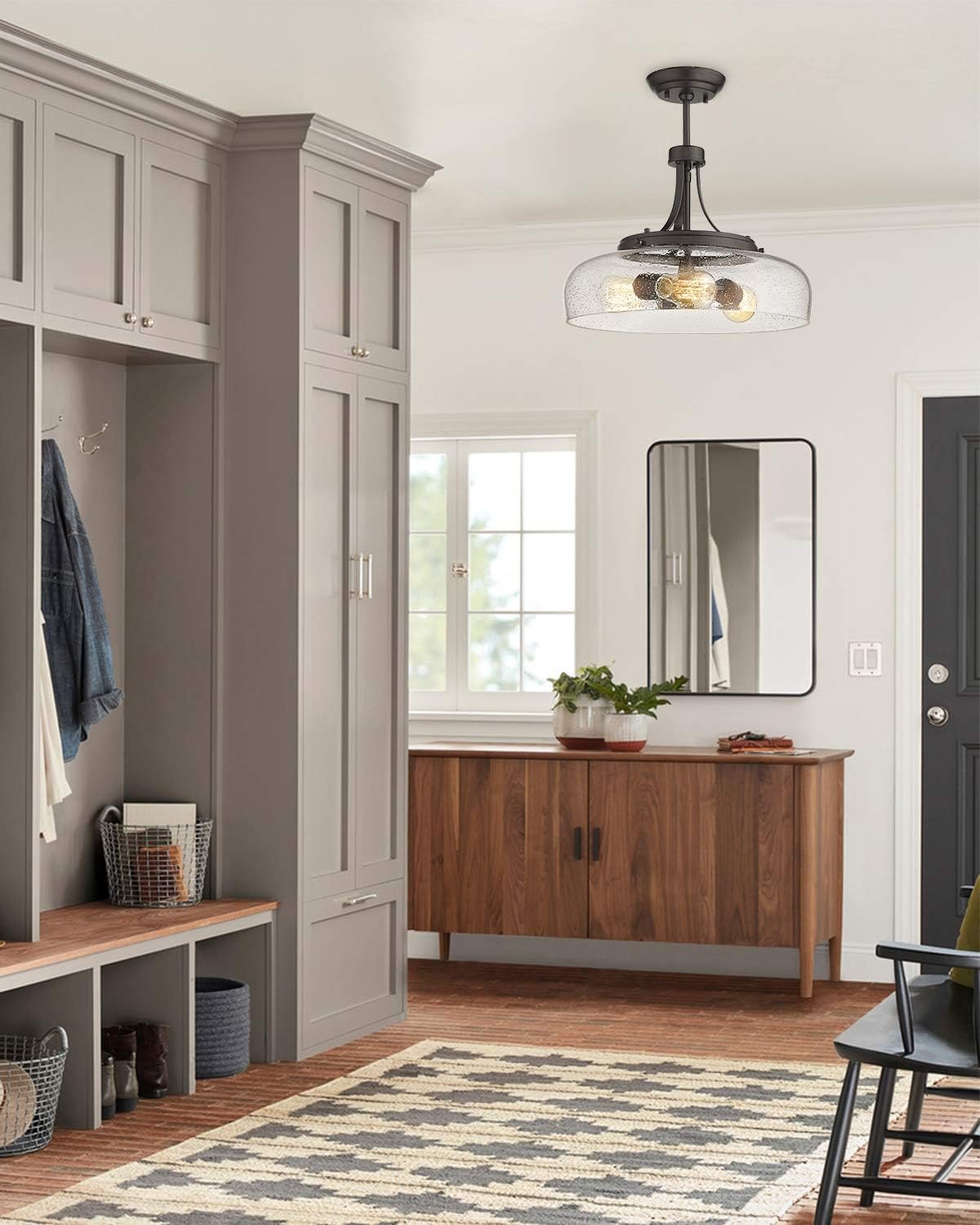 EAPUDUN Farmhouse Semi Flush Mount Ceiling Light Fixture — photo 6