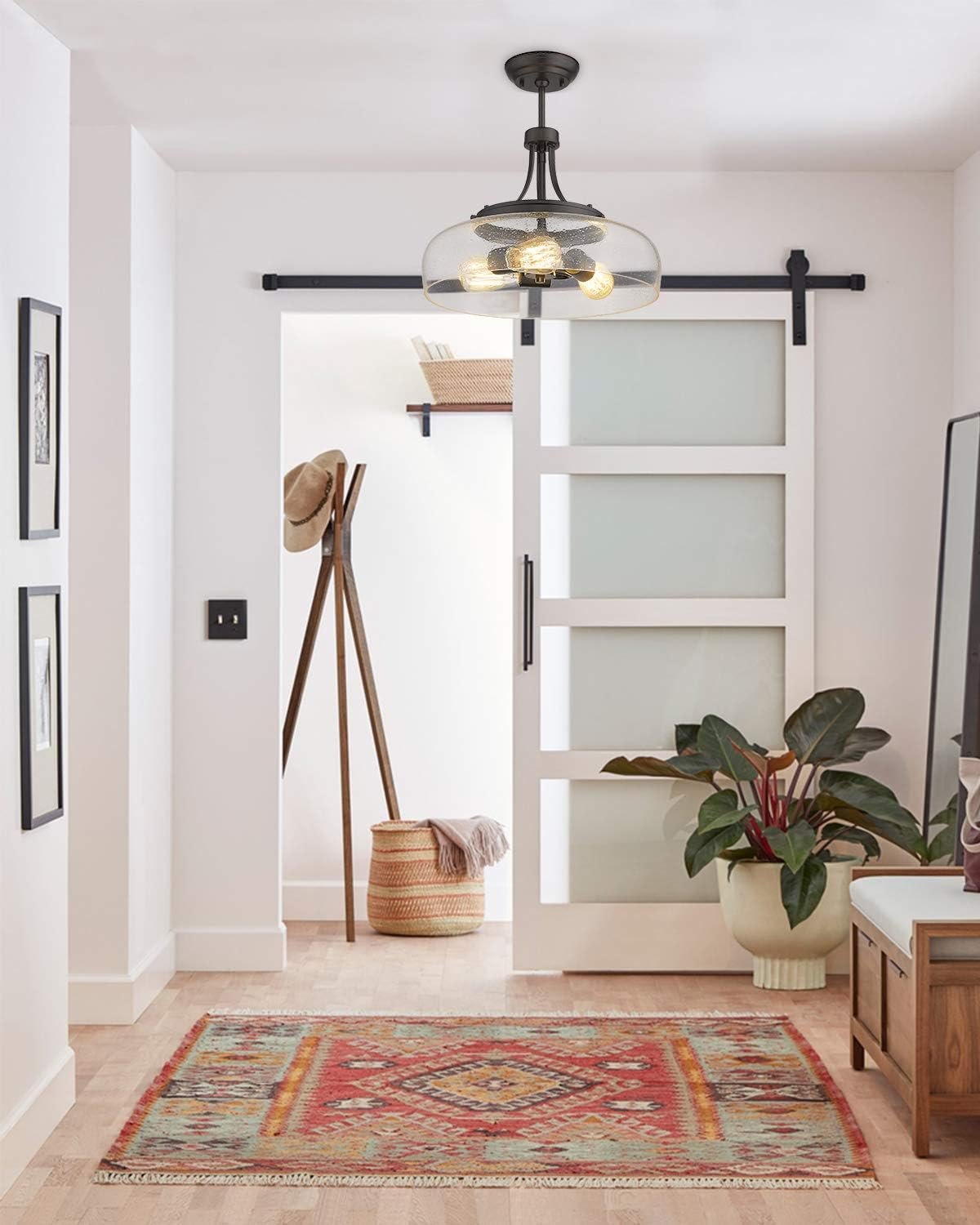 EAPUDUN Farmhouse Semi Flush Mount Ceiling Light Fixture — photo 7