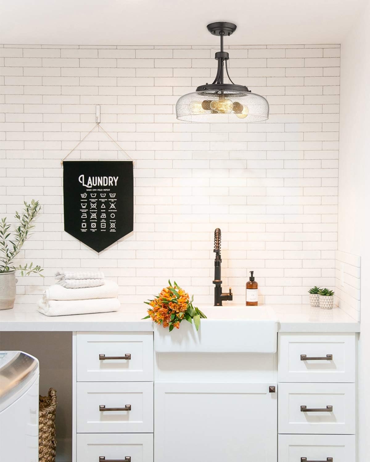 EAPUDUN Farmhouse Semi Flush Mount Ceiling Light Fixture — photo 8