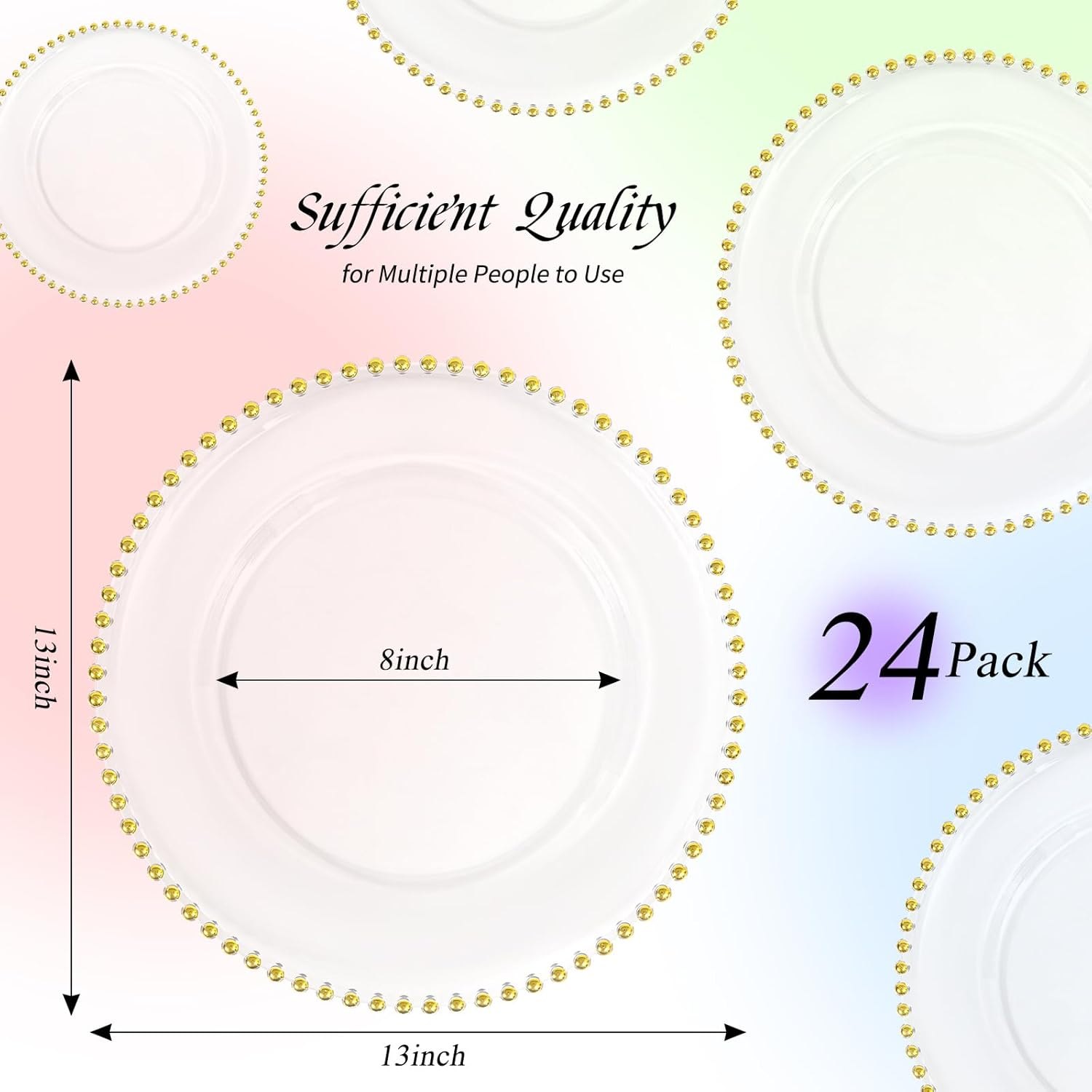 24 Pack Clear Charger Plates 13 Inch Clear Plastic Charger Plates with Beaded — photo 4