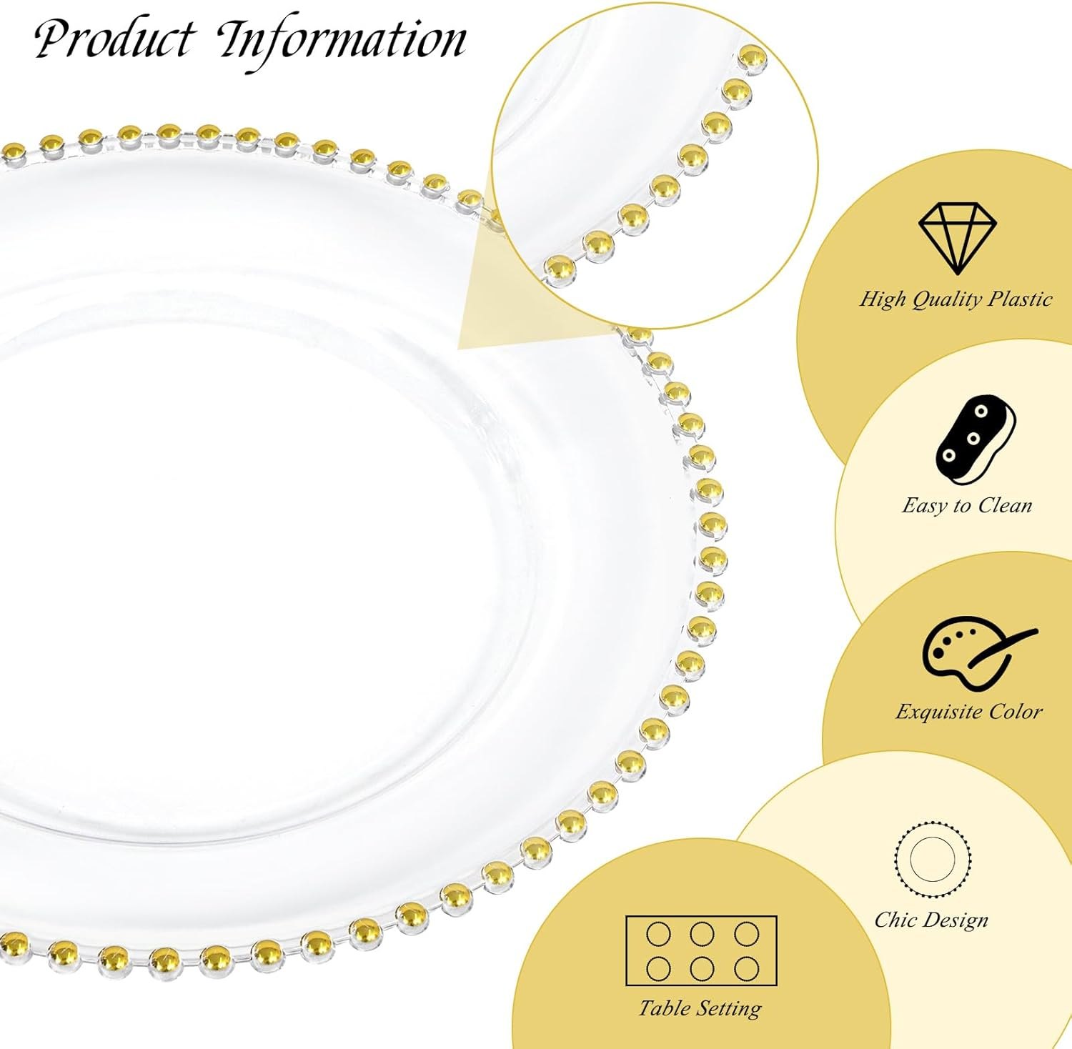 24 Pack Clear Charger Plates 13 Inch Clear Plastic Charger Plates with Beaded — photo 5
