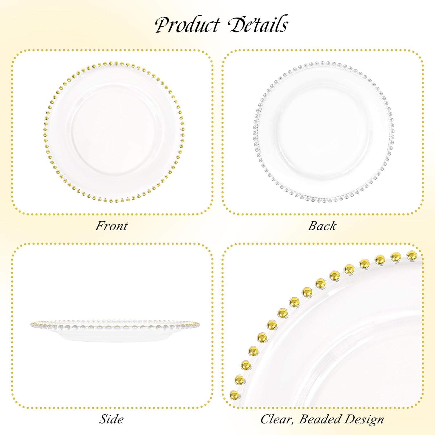 24 Pack Clear Charger Plates 13 Inch Clear Plastic Charger Plates with Beaded — photo 6