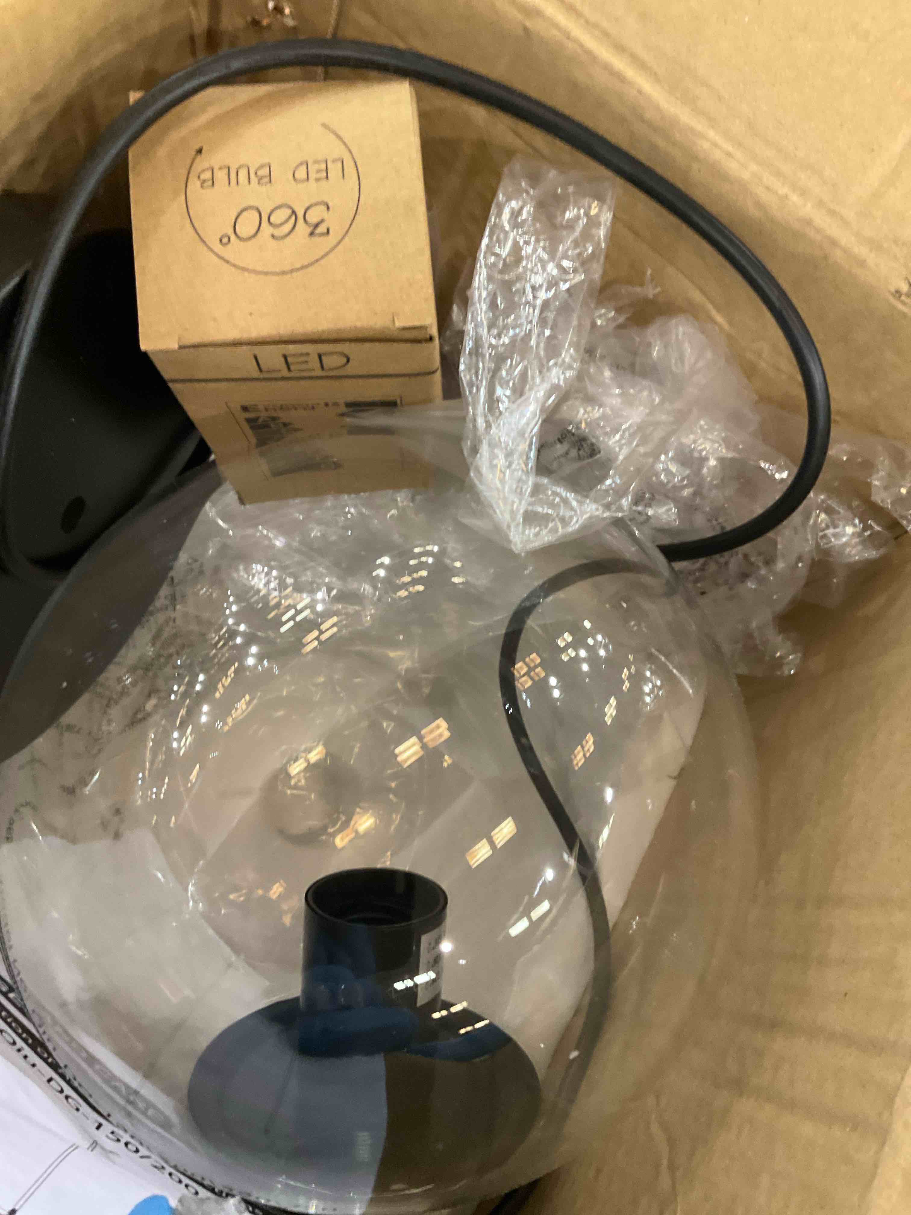 8 Inch Black Mid Century Pendant Light Globe Clear Glass — photo 4