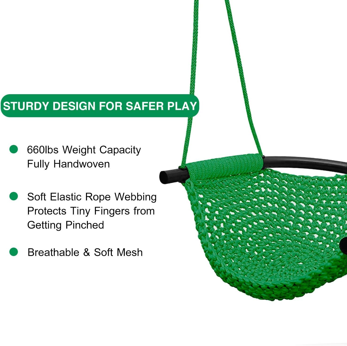 RedSwing Kids Swing seat with Adjustable Ropes, Hand-Knitting Child Swing — photo 4