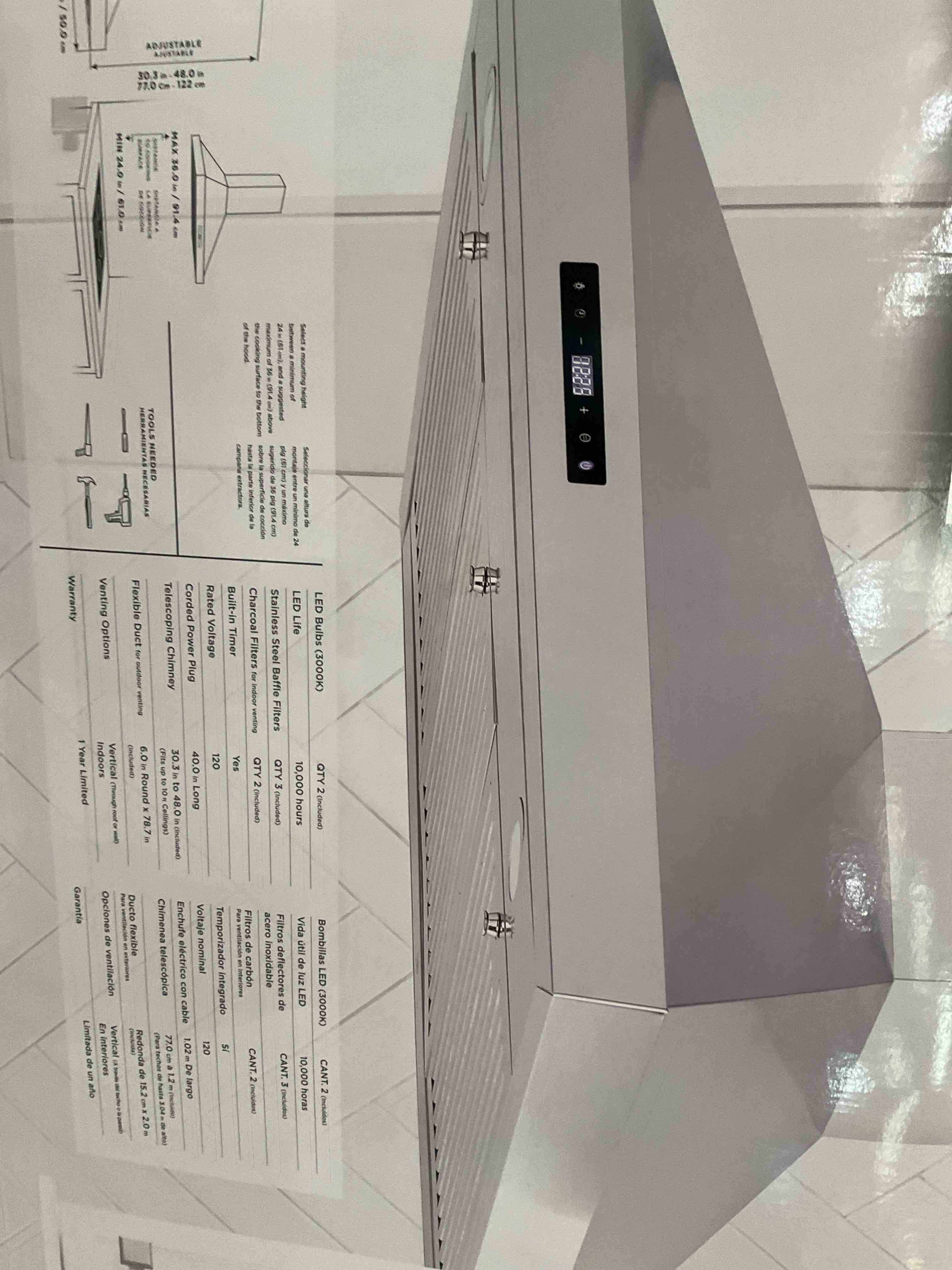 OPEN BOX Like New Vissani Range Hood 36 in. Convertible Wall Mount — photo 3