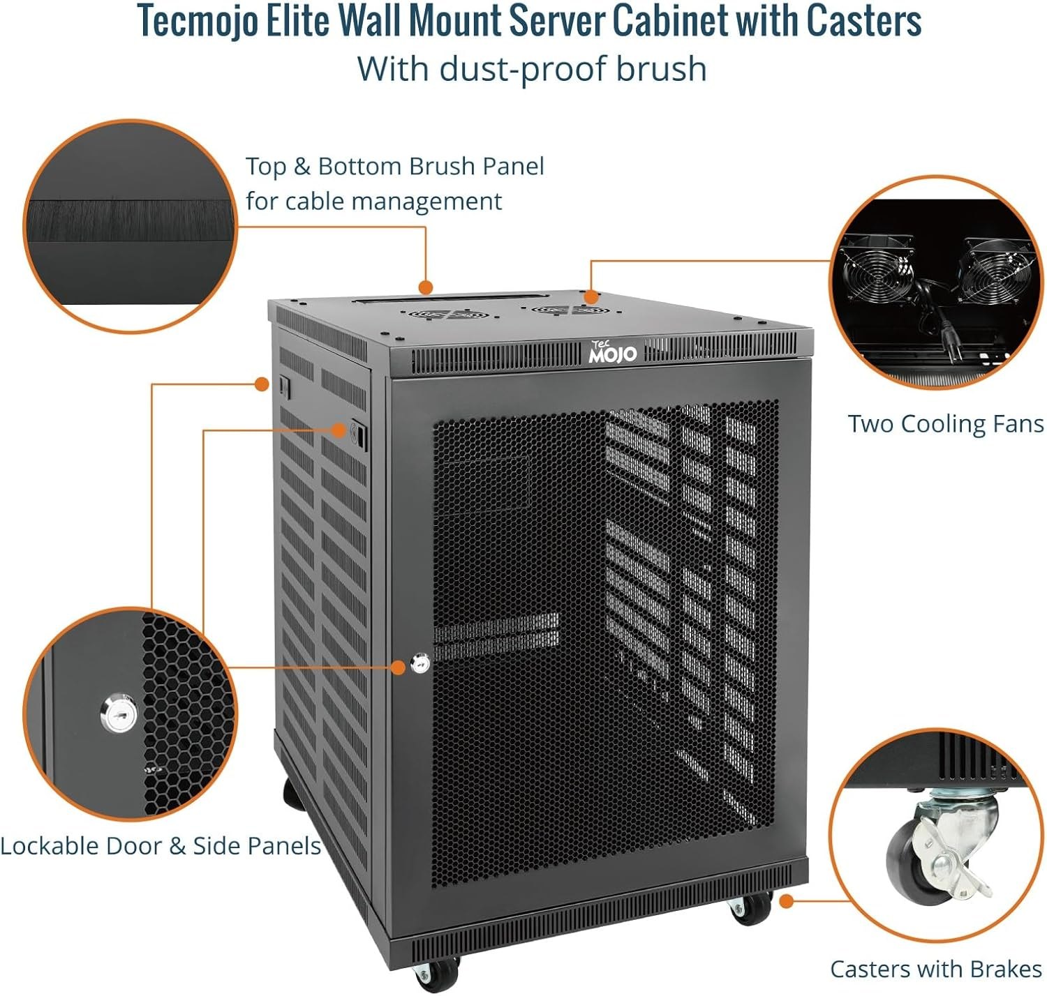 Tecmojo 15U Wall Mount Rack, 23.6 Inch Depth, Holds Up to 176 Lbs, Enclosed Kit for 19 Inch Network, Server and AV Gear, Mesh Door (Elite Collection) 15U/23.6in Depth/Mesh Door PM — photo 3