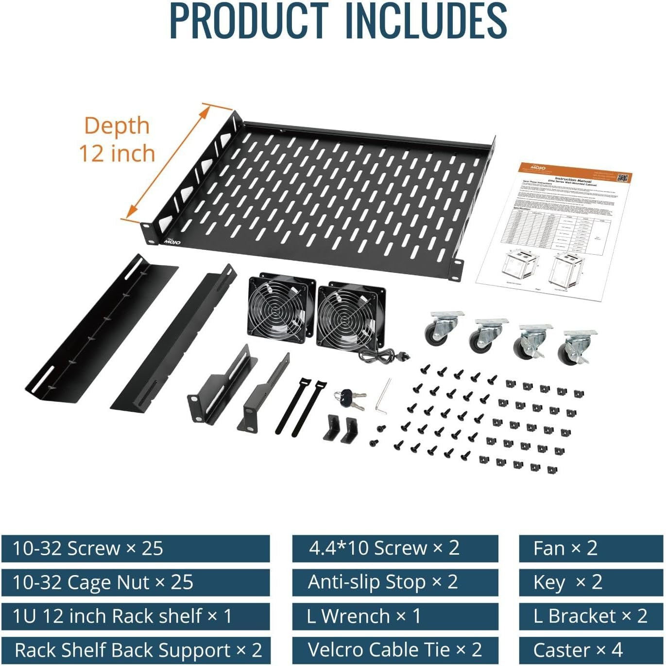 Tecmojo 15U Wall Mount Rack, 23.6 Inch Depth, Holds Up to 176 Lbs, Enclosed Kit for 19 Inch Network, Server and AV Gear, Mesh Door (Elite Collection) 15U/23.6in Depth/Mesh Door PM — photo 5