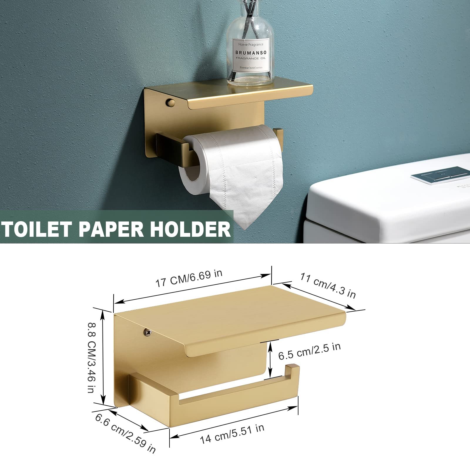Brushed Gold Bathroom Towel Bar Holder Sets Premium Stainless Steel — photo 4