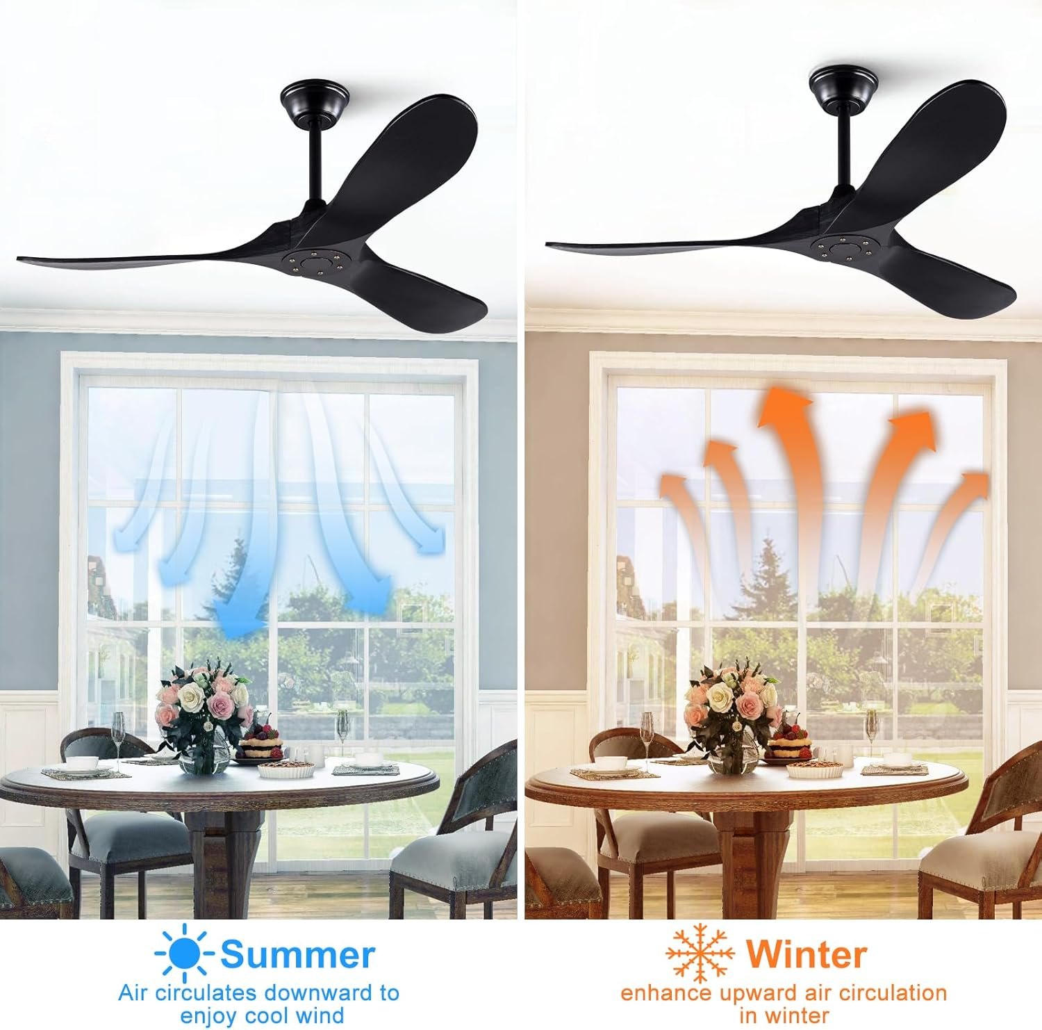 BOOMJOY Black 52 Inch Wood Ceiling Fan — photo 4