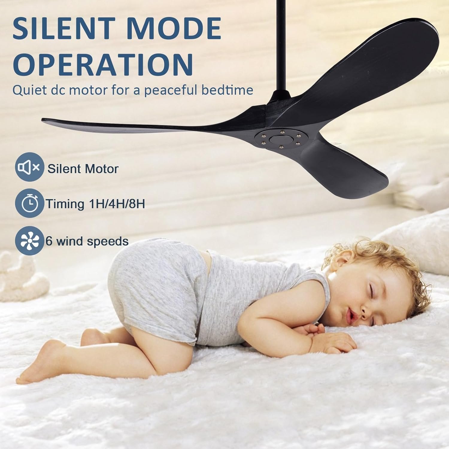 BOOMJOY Black 52 Inch Wood Ceiling Fan — photo 5