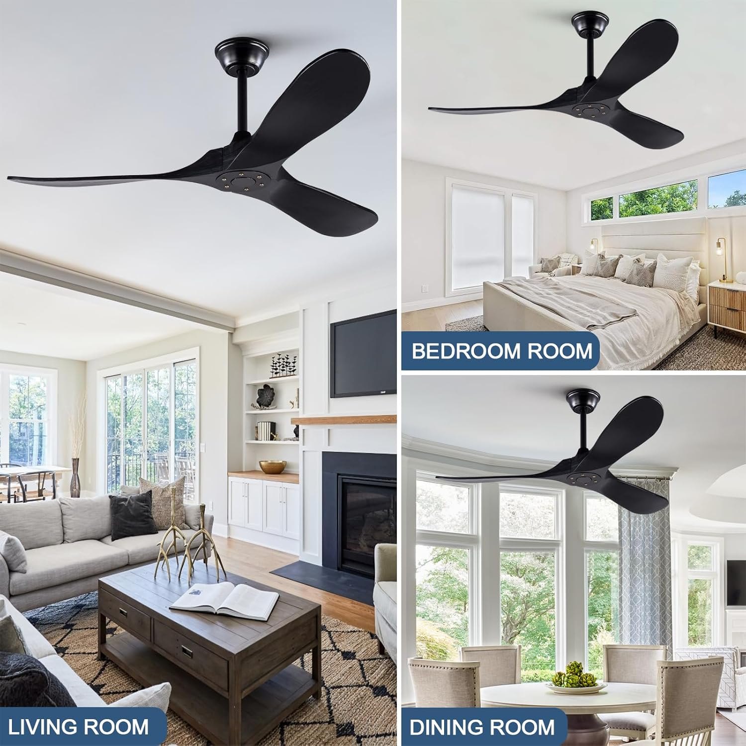 BOOMJOY Black 52 Inch Wood Ceiling Fan — photo 6