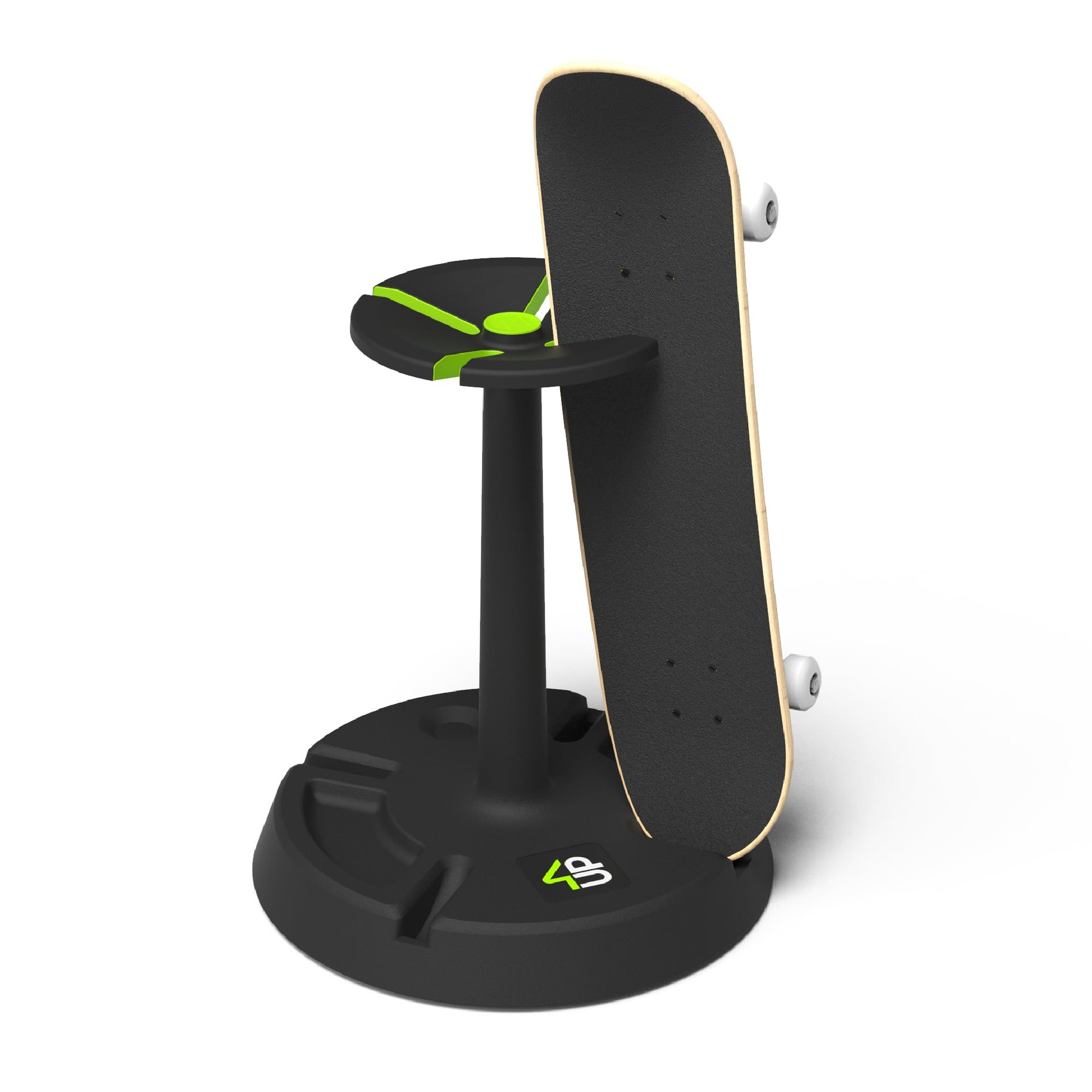 4-Up Skateboard Stand - Compact Floor Rack Holds 4 Deck Longboard, Skate Board Holder Rack, Protects Wall Mount - Skateboard Accessories, Lightweight & Portable - for Display & Storage Item Location: NSH-17-28-04