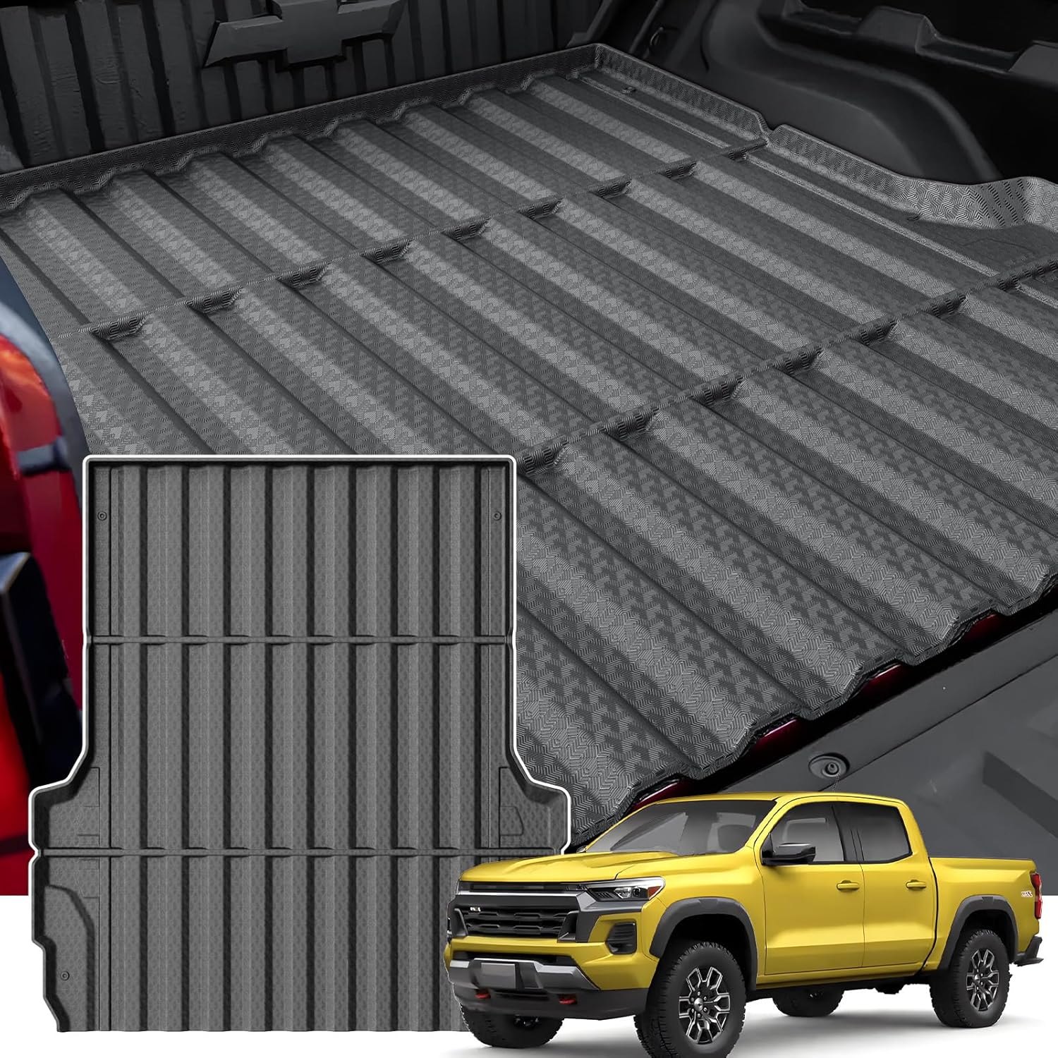 KUST Truck Bed Mat for 2023 2024 2025 2026 Chevy/Chevrolet Colorado/GMC Canyon, 5FT Bed Liner All Weather Protection TPE Rubber High Edge Heavy Duty