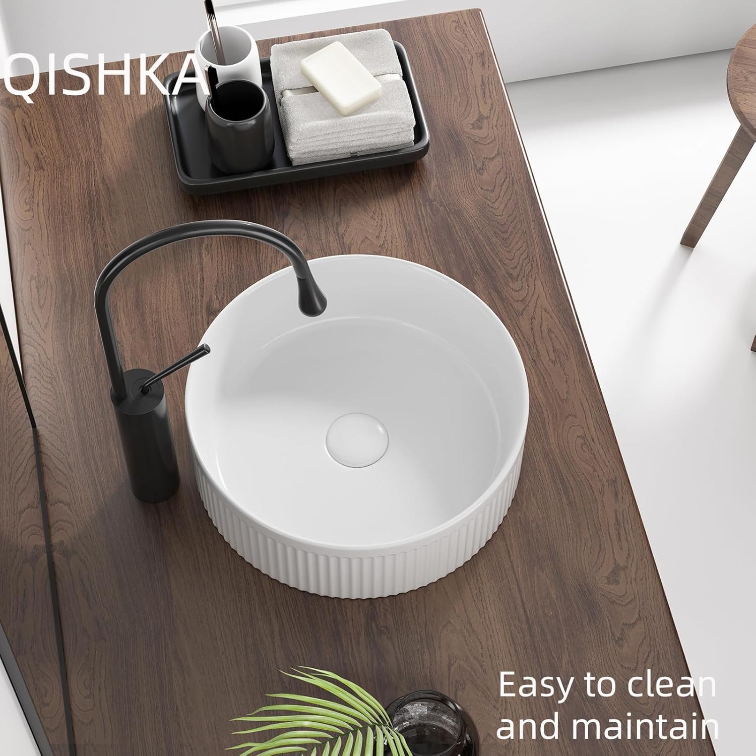 Round Vessel Sink 14 Inch Above Counter - White Ceramic Countertop Bathroom Sink, 14" x 14" Modern Vanity Art Basin Porcelain Hand Wash Basin White 14" x 14" Round — photo 4