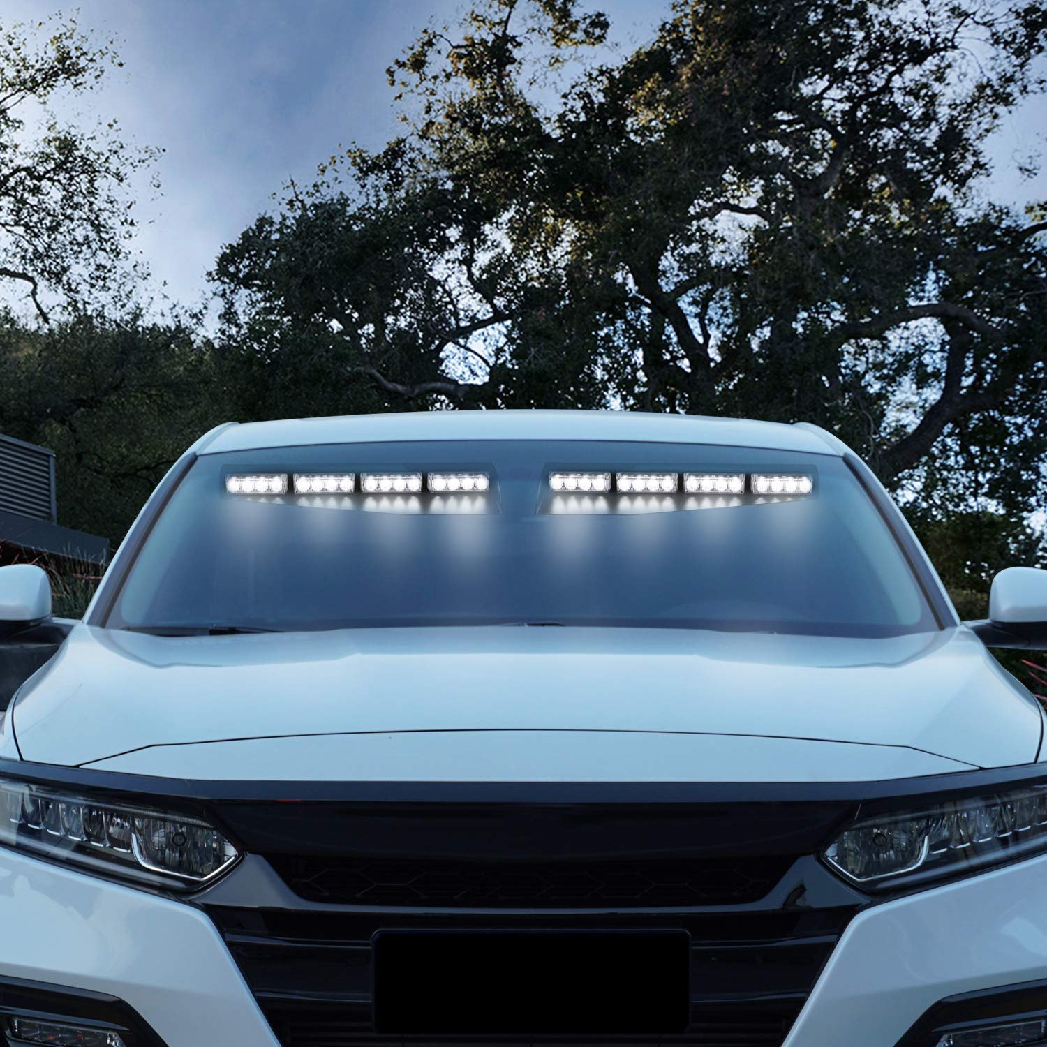 ASPL 32LED Visor Lights 26 Flash Patterns Windshield Emergency Hazard Warning Strobe Beacon Split Mount Deck Dash Lamp With Extend Bracket (White) — photo 6