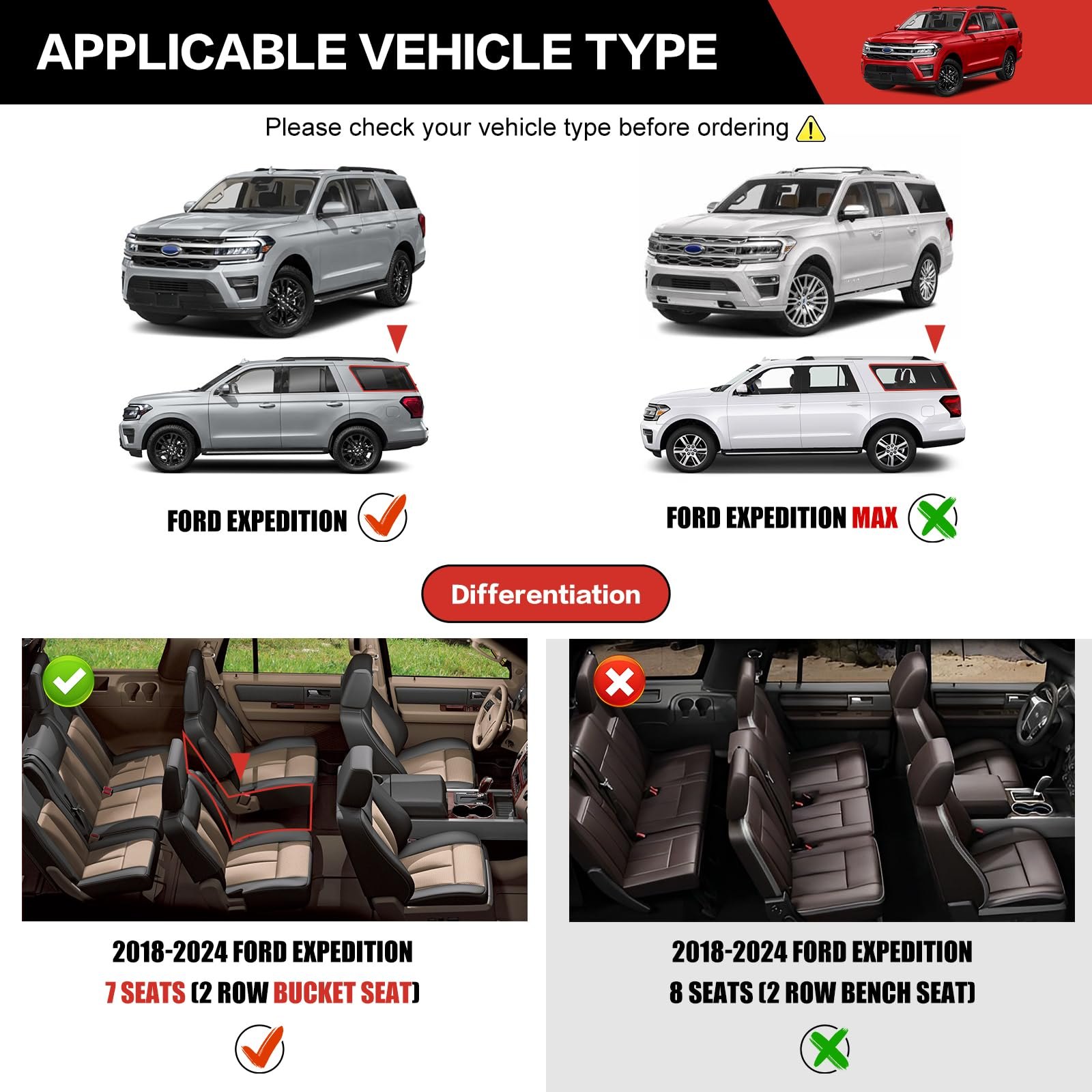 Cargo Mat Floor Mat Fit for Ford Expedition 2018- 2024 7-Seater Floor Liner Cargo Liner Backseat Protector for 2024 Expedition Accessories (Cargo+Floor+Seatback Mat, 18-24 Expedition 7- Seater) — photo 5