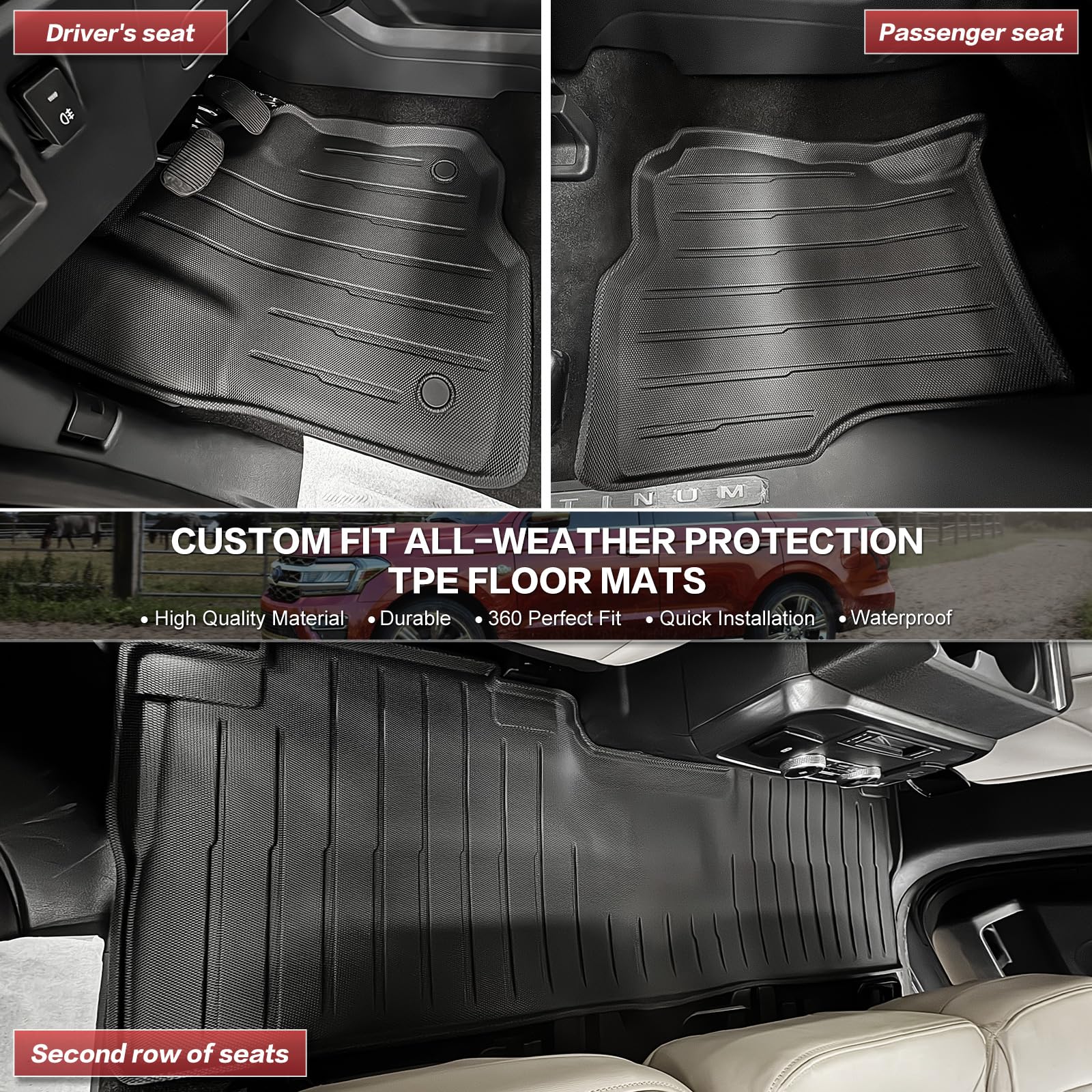 Cargo Mat Floor Mat Fit for Ford Expedition 2018- 2024 7-Seater Floor Liner Cargo Liner Backseat Protector for 2024 Expedition Accessories (Cargo+Floor+Seatback Mat, 18-24 Expedition 7- Seater) — photo 6