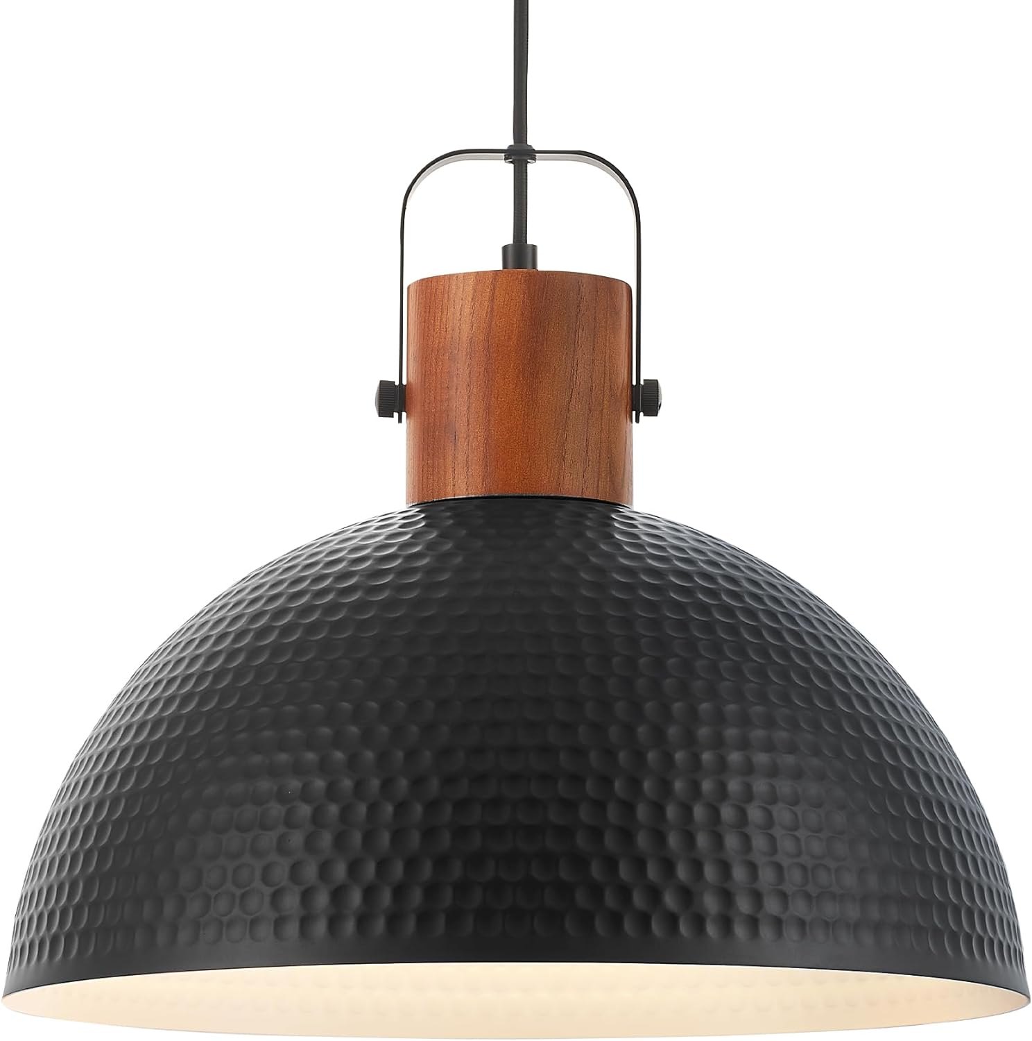 ELYONA 16 Inch Ash Wood Hammered Pendant Light Fixtures